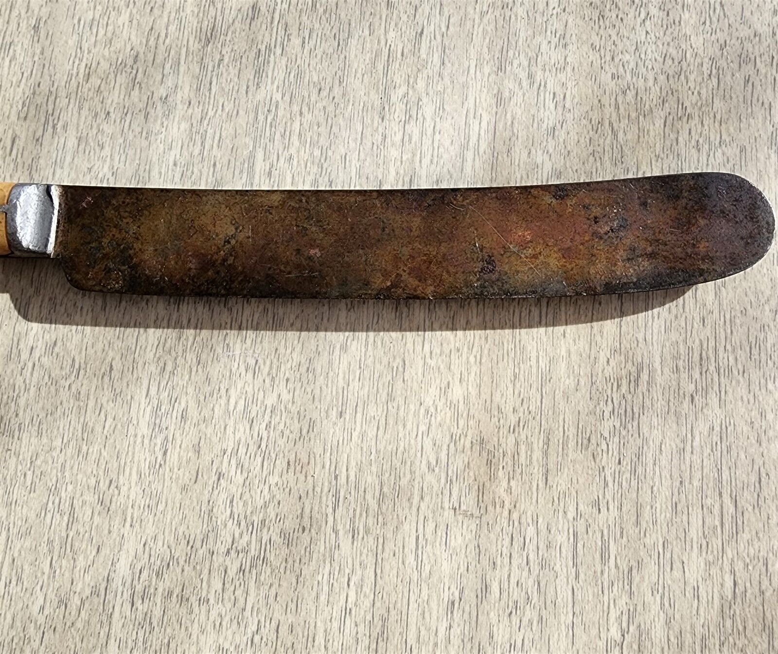 ANTIQUE 1800s TABLE KNIFE BONE HANDLE WYOMING CUTLERY COMPANY 5.25" BLADE