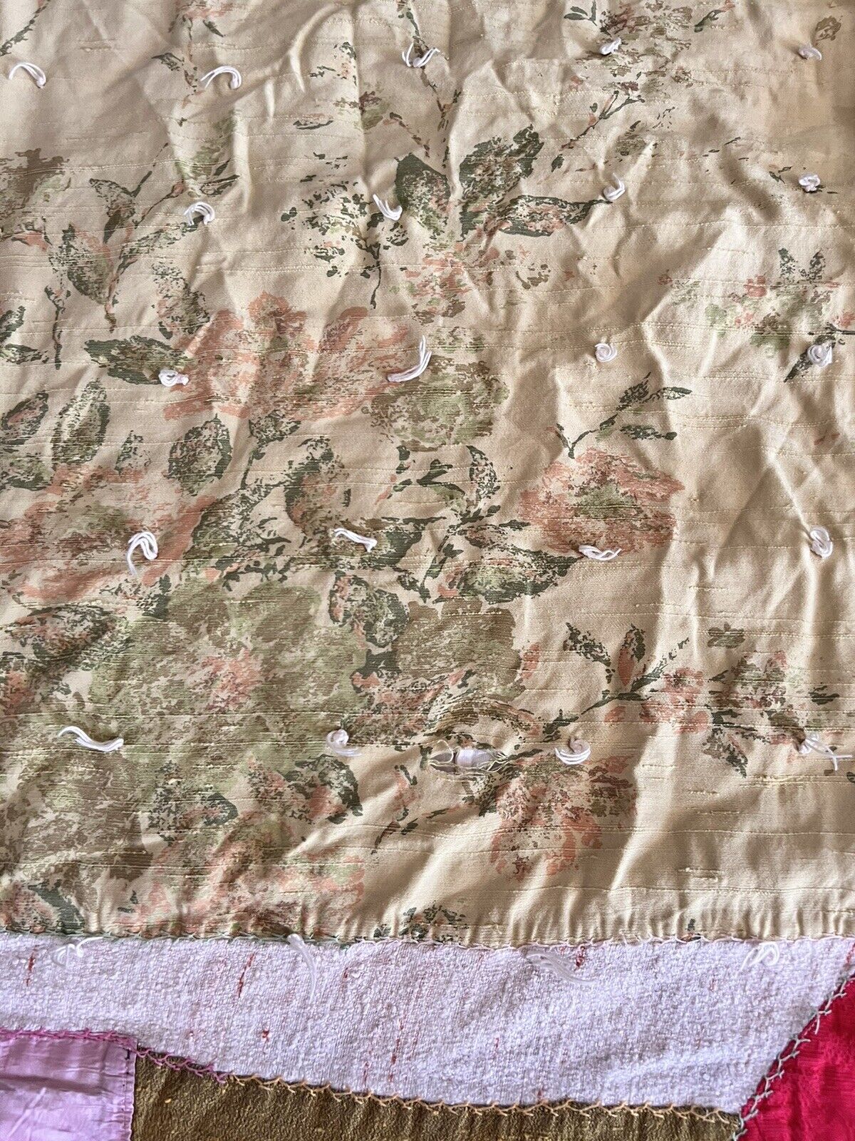 Antique Silk & Cotton Fabric Crazy Quilt Repair Cutter 1800s Victorian Prints