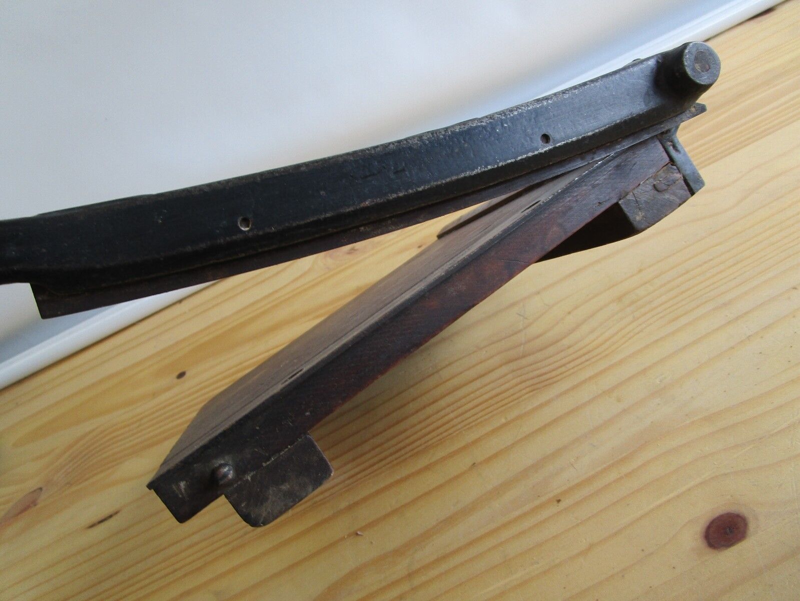DANDY Wood PAPER CUTTER Antique MILTON BRADLY Guillotine Pat applied 1800's tool