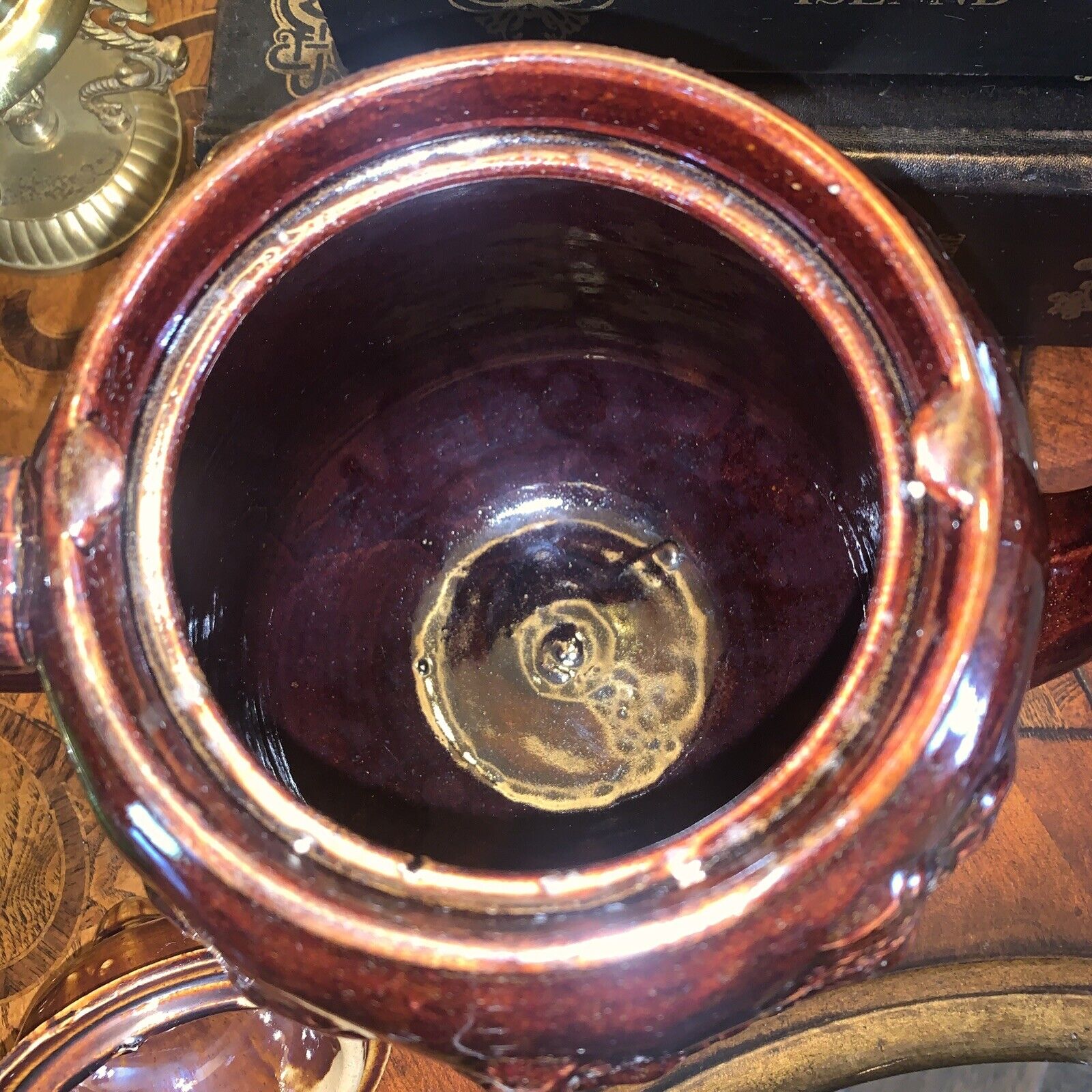 Rebekah/Rebecca at the well, teapot. Antique-Rockingham glaze