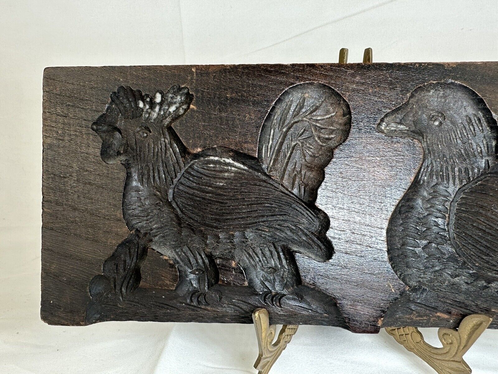 Antique Rare Collectible Primitive Cookie Mold Rooster & Hen, Early 1800’s B18