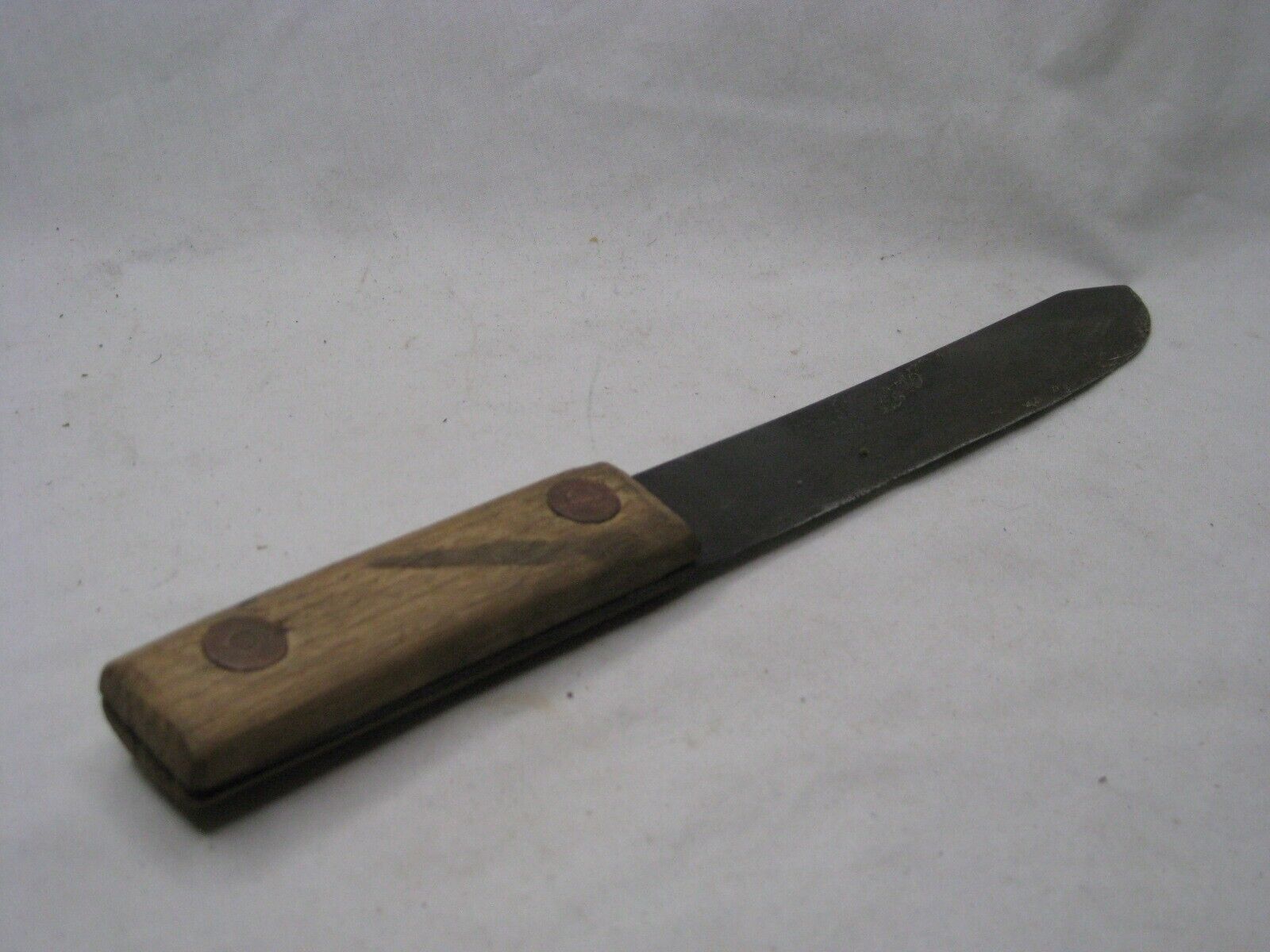 antique knife fixed blade large copper rivet wood handle 1800's kitchen cutlery