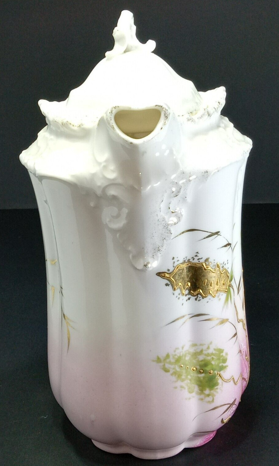 RS PRUSSIA Chocolate Pot Embossed Hand Painted Marked Early 1800s Art Nouveau