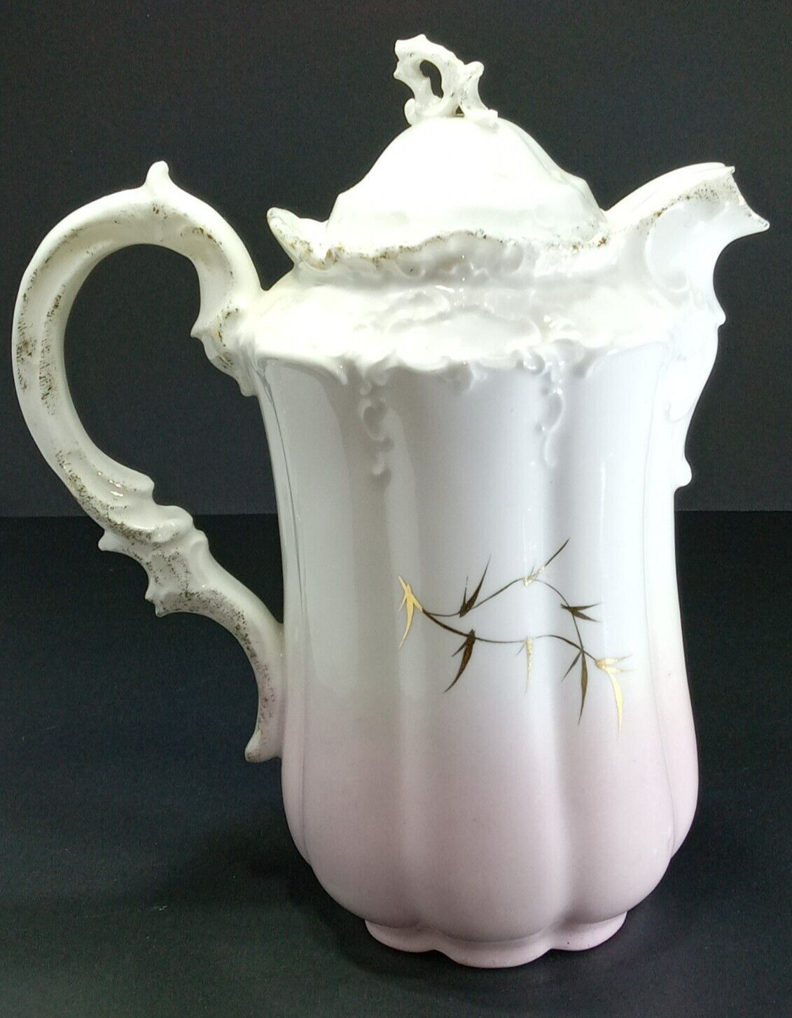 RS PRUSSIA Chocolate Pot Embossed Hand Painted Marked Early 1800s Art Nouveau