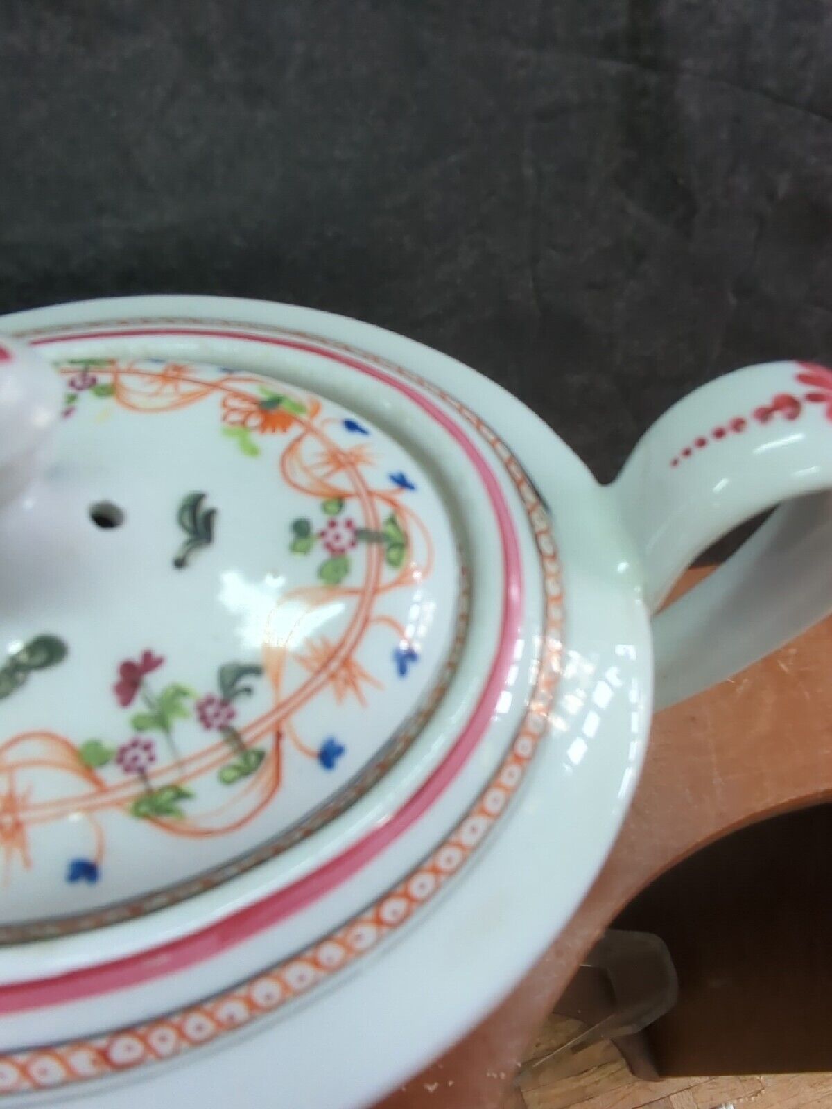Antique Polychrome Porcelain English Floral Spray Teapot Late Georgian 1800