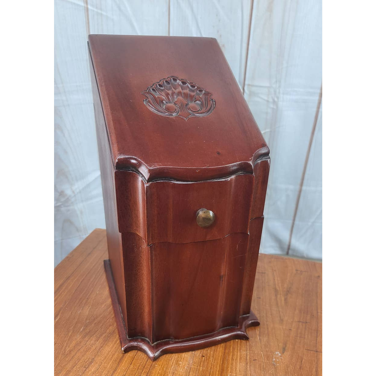 1930/40s Georgian Mahogany Wood Knife Cutlery Box 6 Compartments Repo 1800s