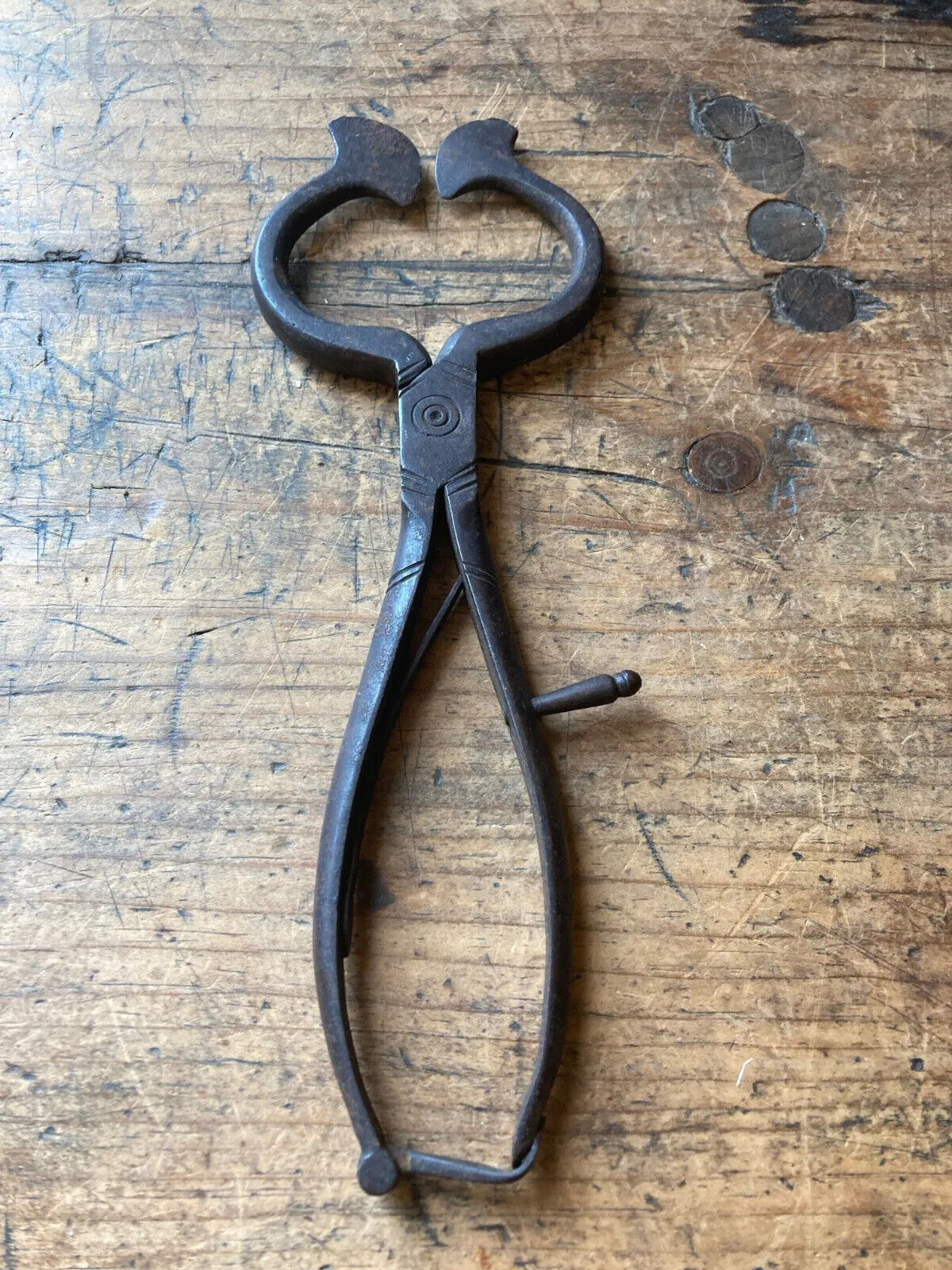 Rare! Antique 18th C Wrought Iron Decorative Sugar Cutter Primitive Kitchen