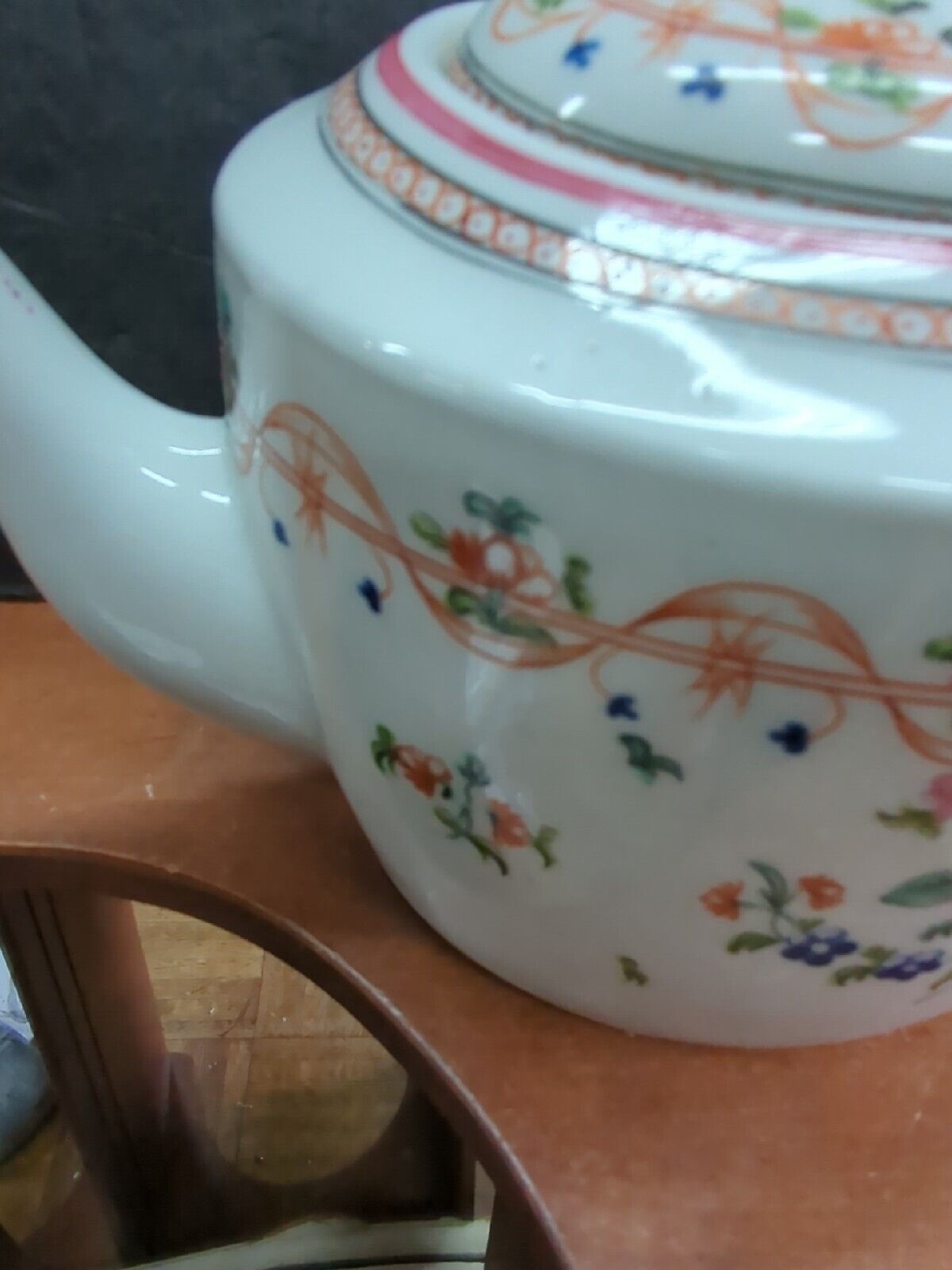 Antique Polychrome Porcelain English Floral Spray Teapot Late Georgian 1800