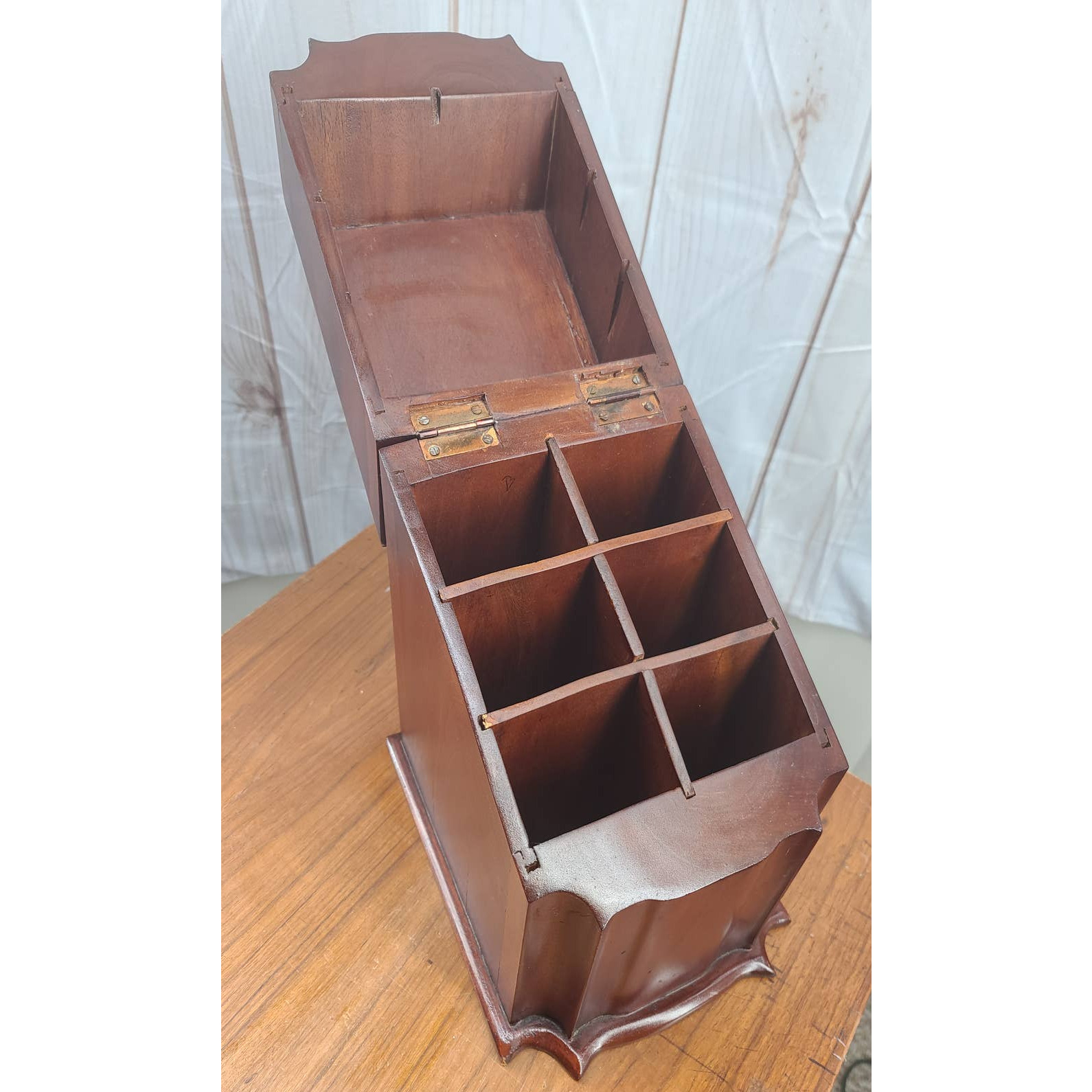 1930/40s Georgian Mahogany Wood Knife Cutlery Box 6 Compartments Repo 1800s