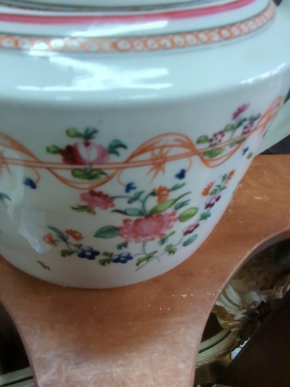 Antique Polychrome Porcelain English Floral Spray Teapot Late Georgian 1800