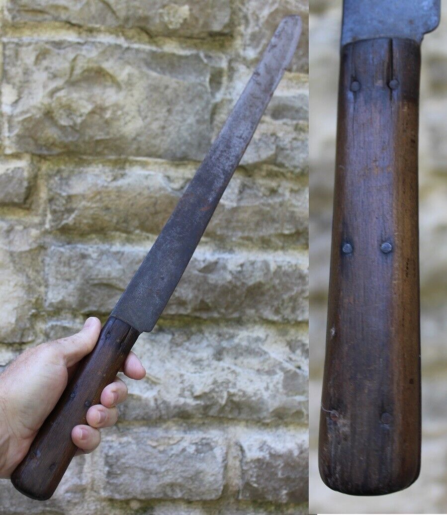 Primitive 1800's primitive butcher knife antique OLD long 23 3/4" HAND FORGED