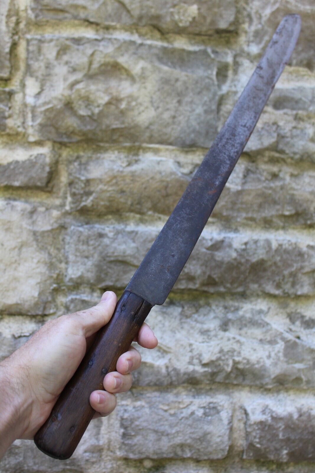 Primitive 1800's primitive butcher knife antique OLD long 23 3/4" HAND FORGED