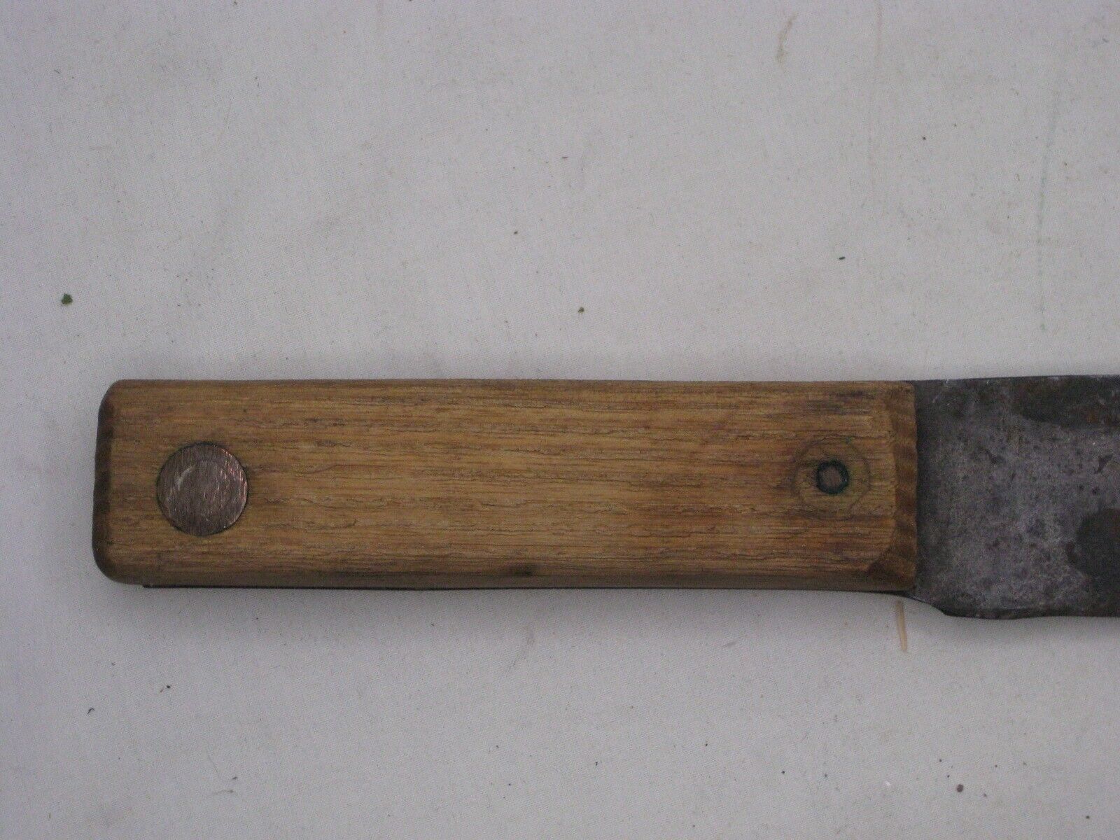 antique knife fixed blade large copper rivet wood handle 1800's kitchen cutlery