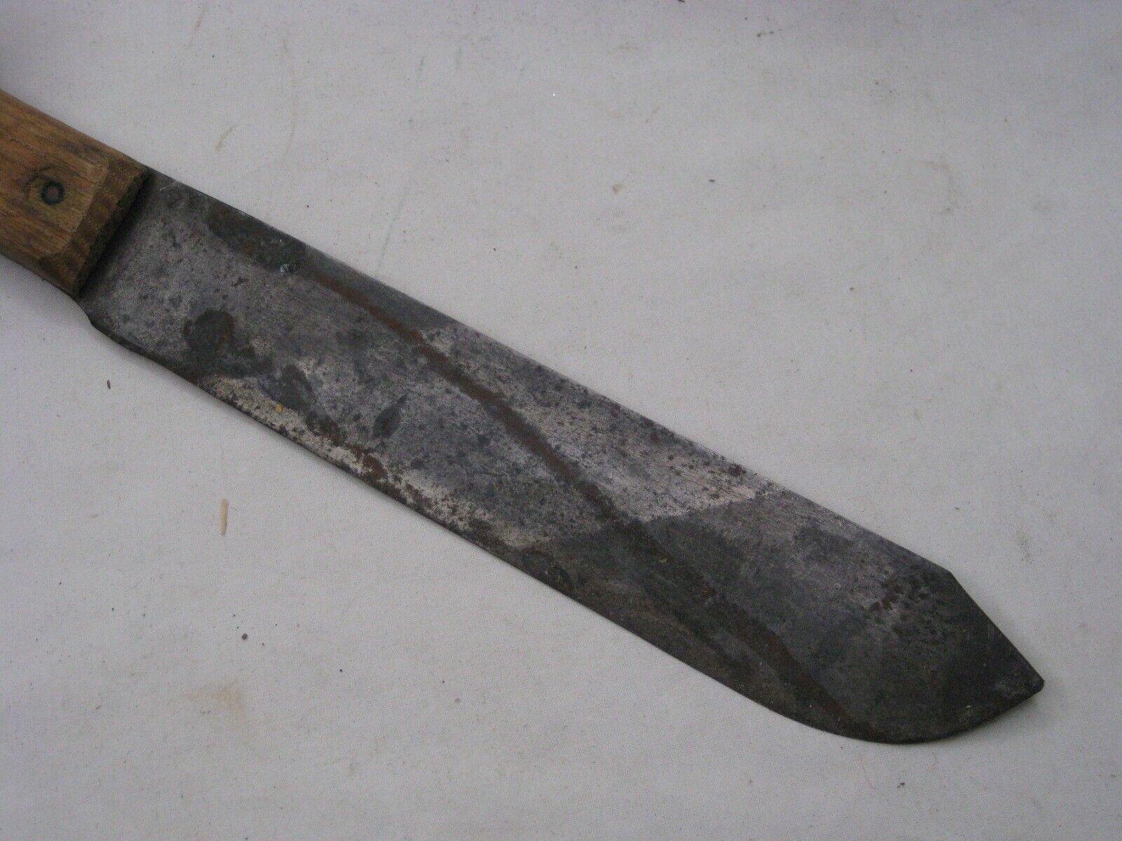 antique knife fixed blade large copper rivet wood handle 1800's kitchen cutlery