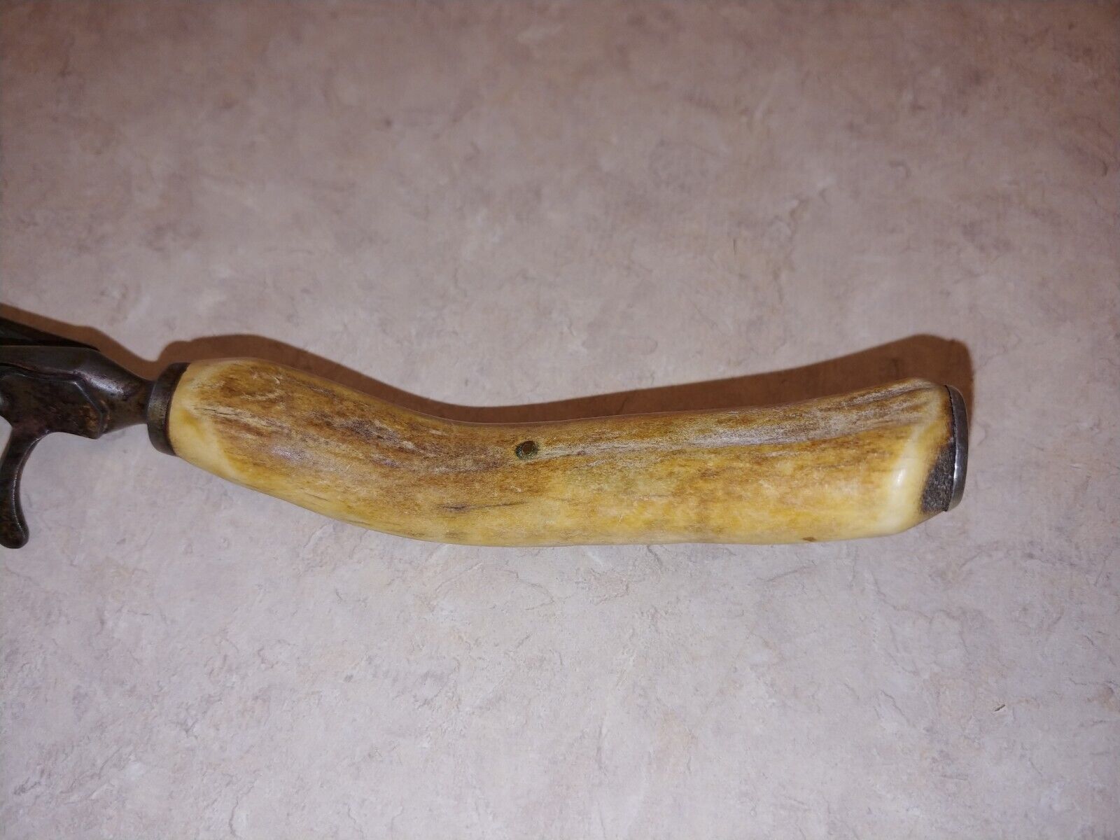 Vintage 1800's Steel carving 10 in Fork with Stag Horn antler Handle cutlery 