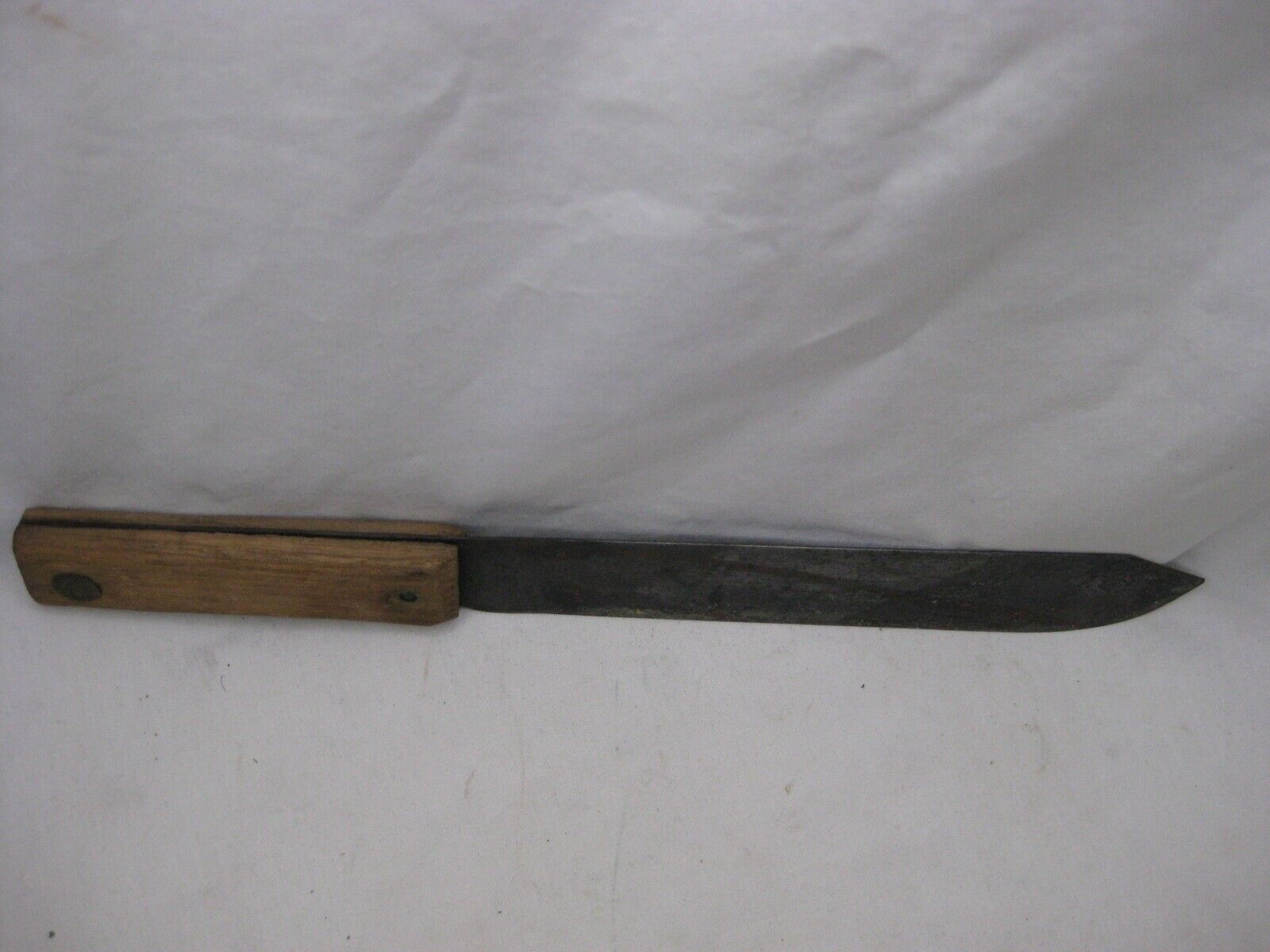 antique knife fixed blade large copper rivet wood handle 1800's kitchen cutlery
