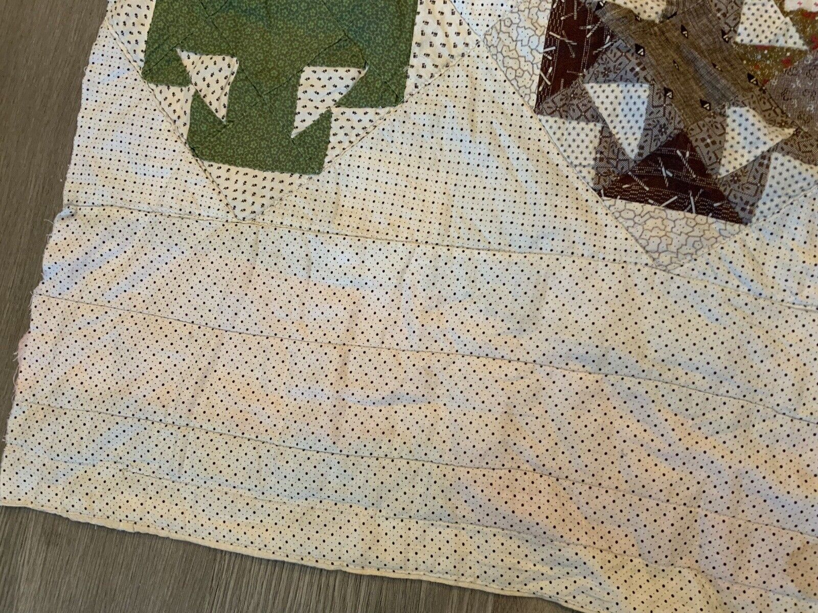 Antique Patchwork Quilt, Cutter, As Is, T’s, Early 1900’s, Brown, Multi