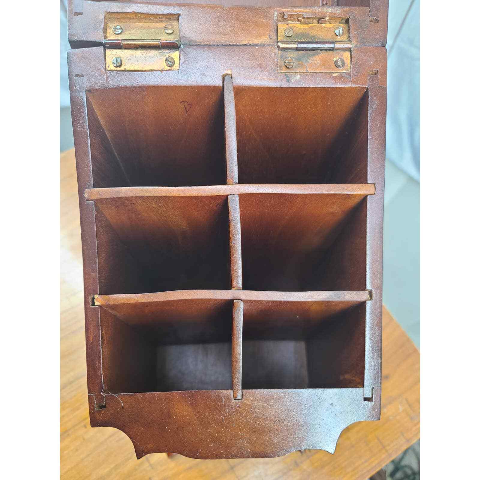1930/40s Georgian Mahogany Wood Knife Cutlery Box 6 Compartments Repo 1800s