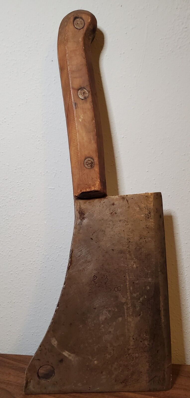 1800’s WM BEATTY & SON ANTIQUE MEAT CLEAVER  CHESTER PA. NO.8 Great Condition 