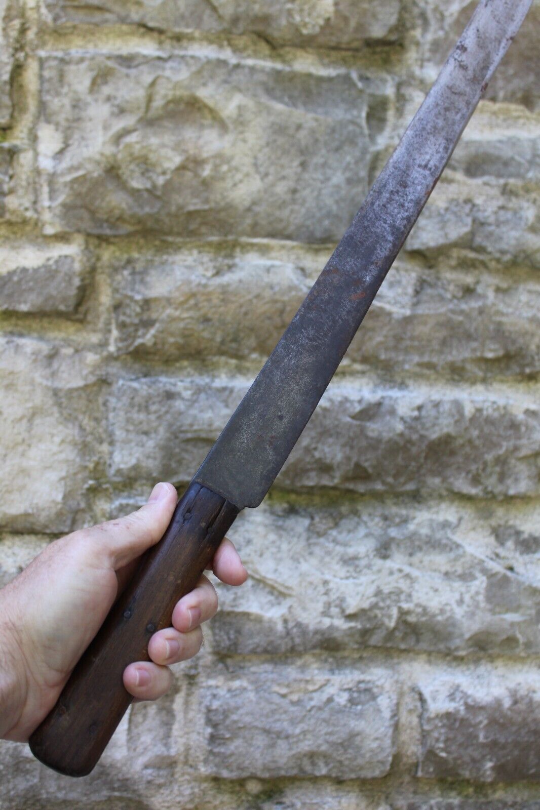 Primitive 1800's primitive butcher knife antique OLD long 23 3/4" HAND FORGED