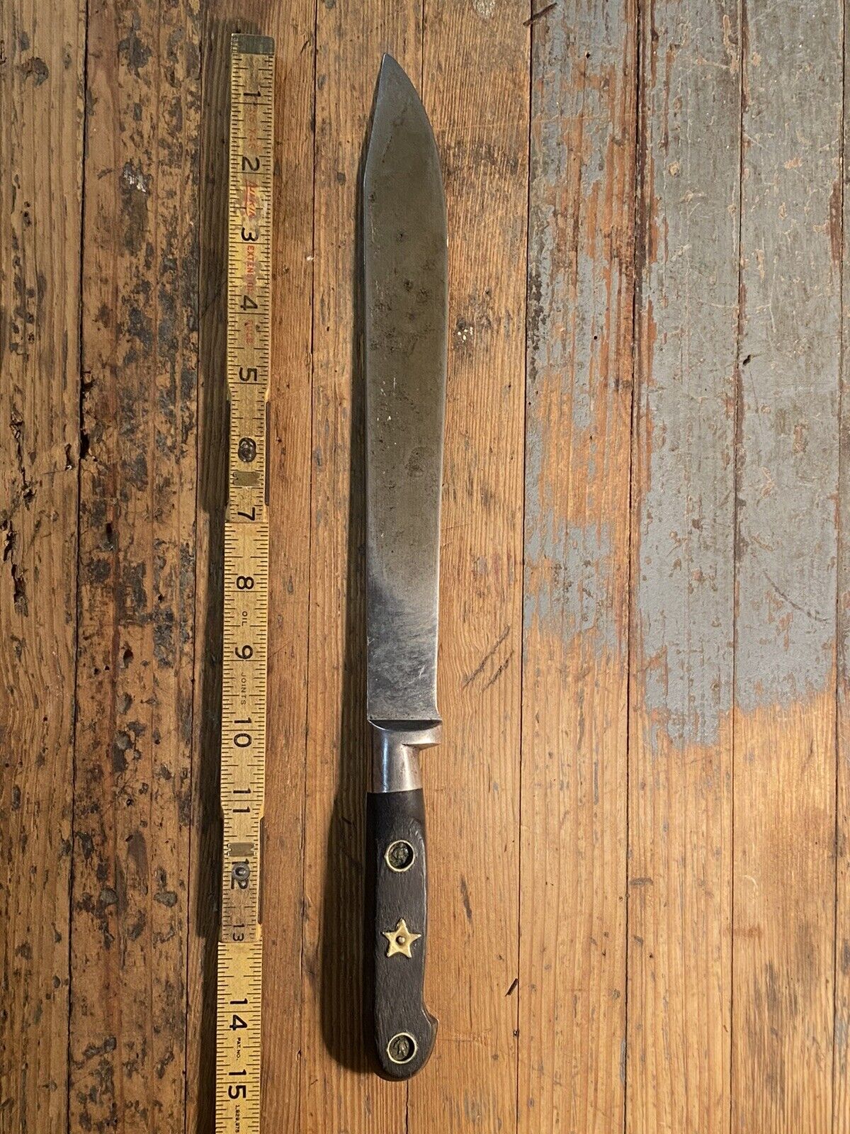 1800’s Brass Star Rivet Kitchen Knife Wood Handle