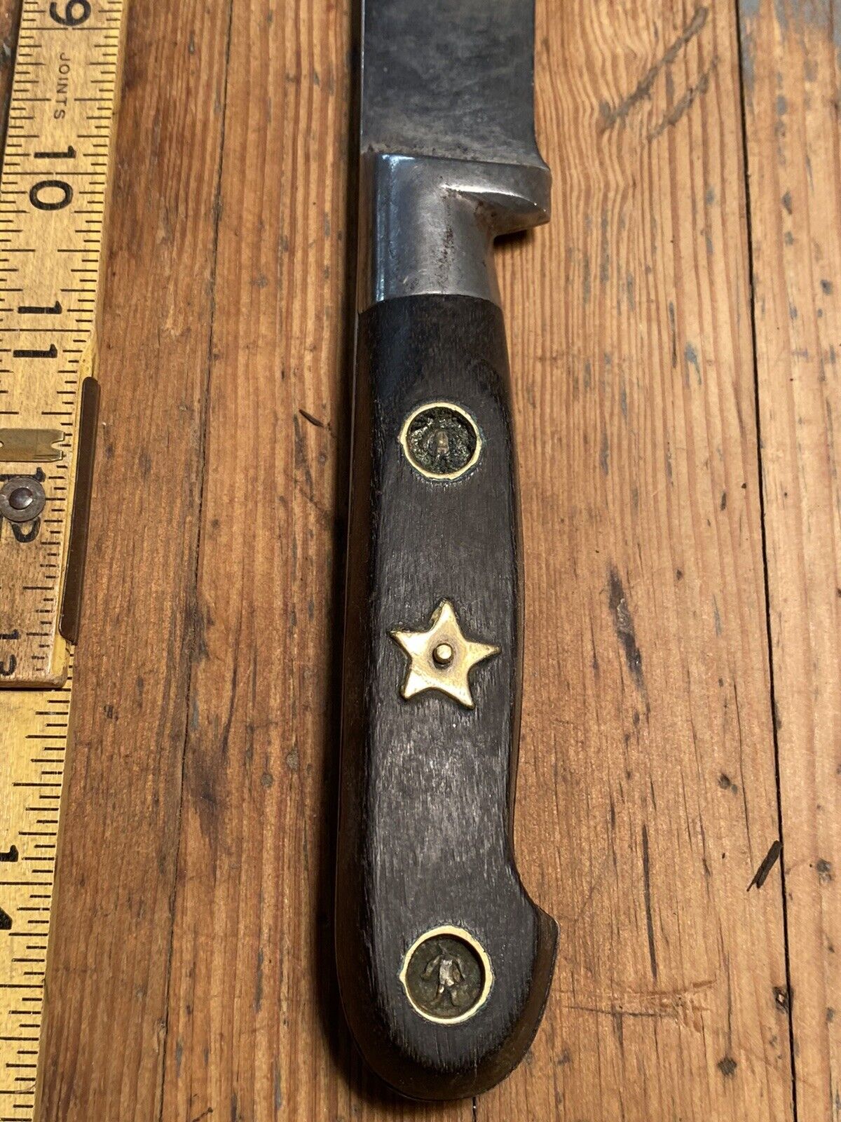 1800’s Brass Star Rivet Kitchen Knife Wood Handle