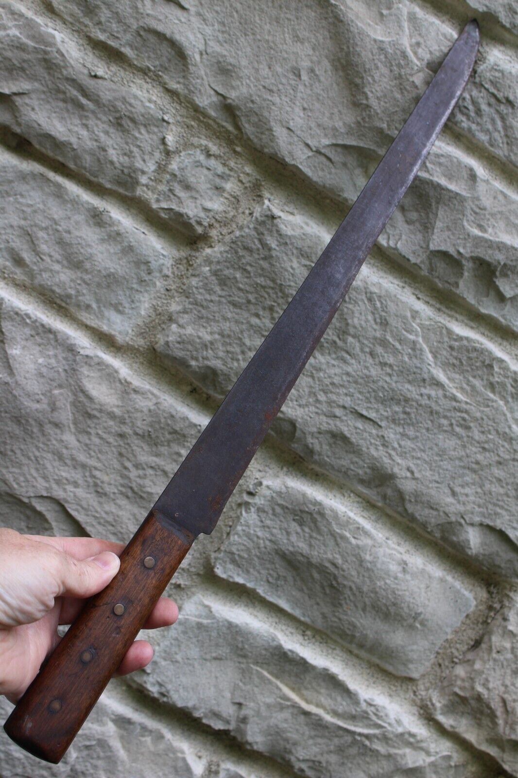 Primitive 1800's "CUT EASY" butcher knife antique OLD long 23 1/2" HAND FORGED