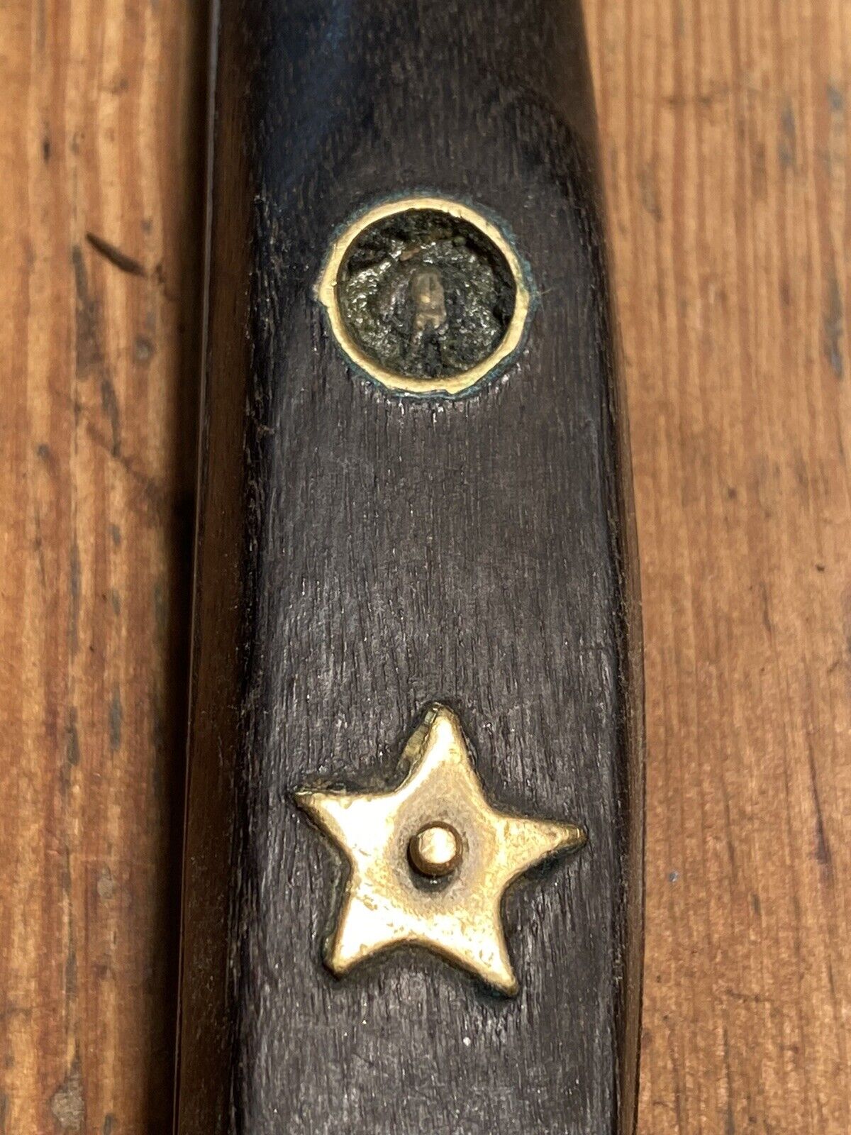 1800’s Brass Star Rivet Kitchen Knife Wood Handle