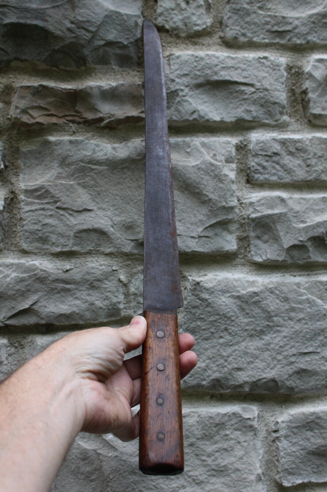 Primitive 1800's "CUT EASY" butcher knife antique OLD long 23 1/2" HAND FORGED