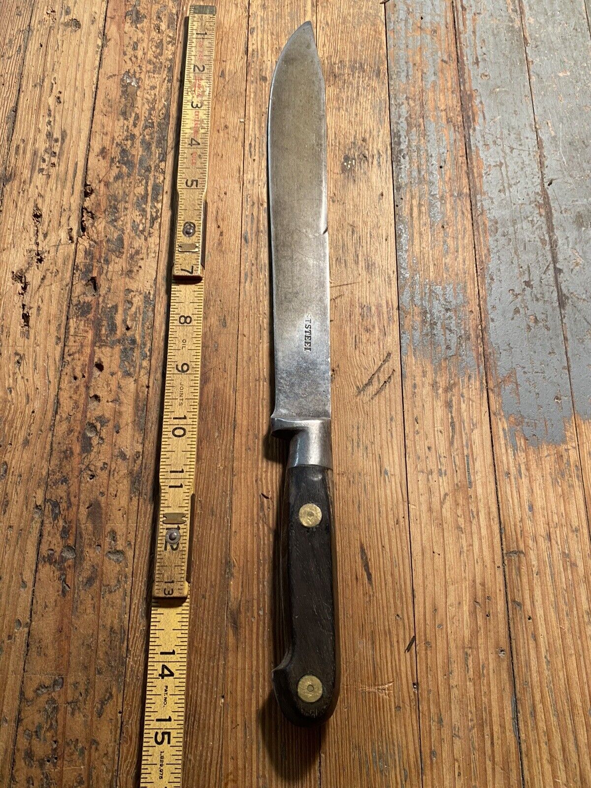 1800’s Brass Star Rivet Kitchen Knife Wood Handle