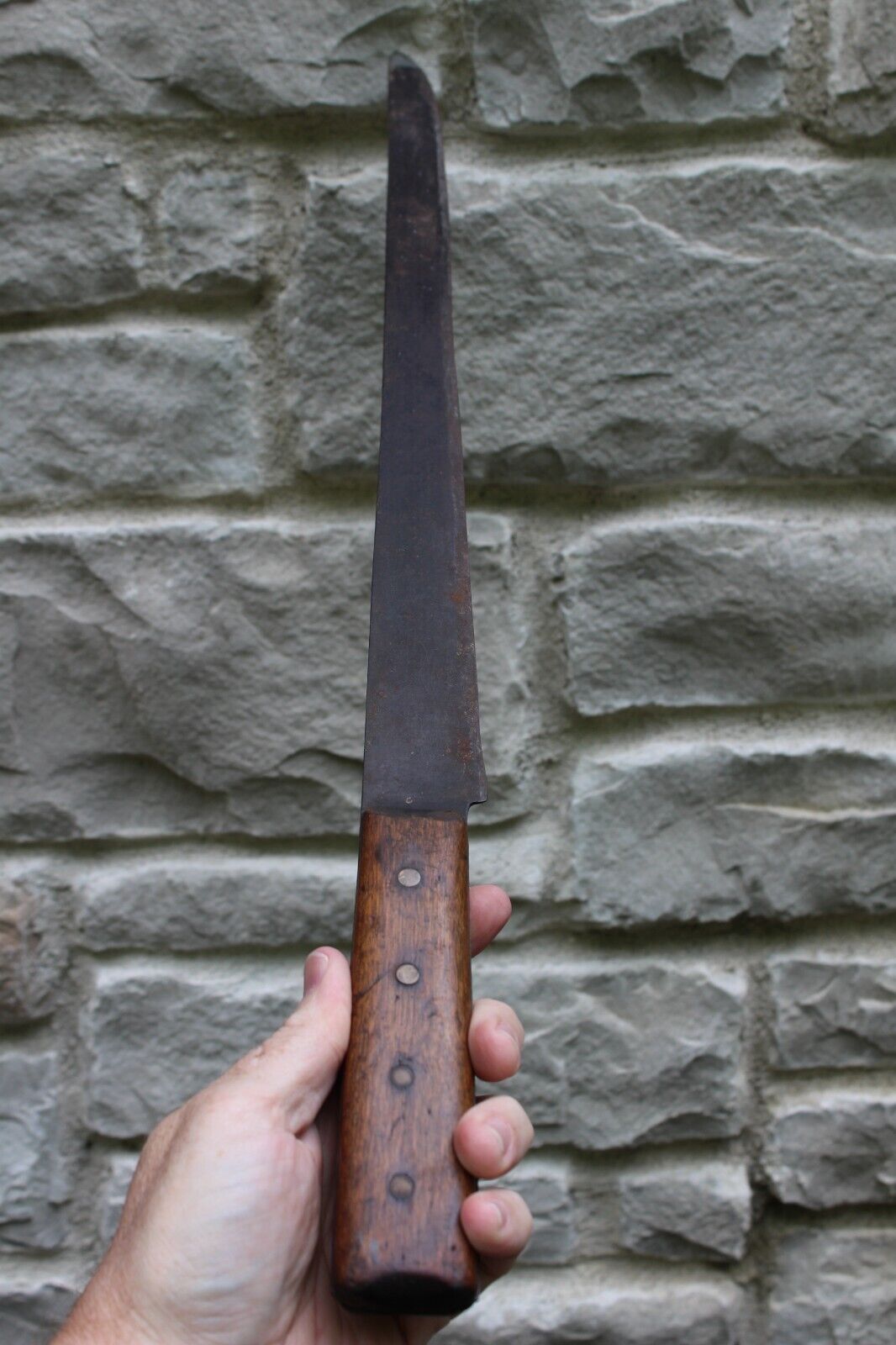 Primitive 1800's "CUT EASY" butcher knife antique OLD long 23 1/2" HAND FORGED