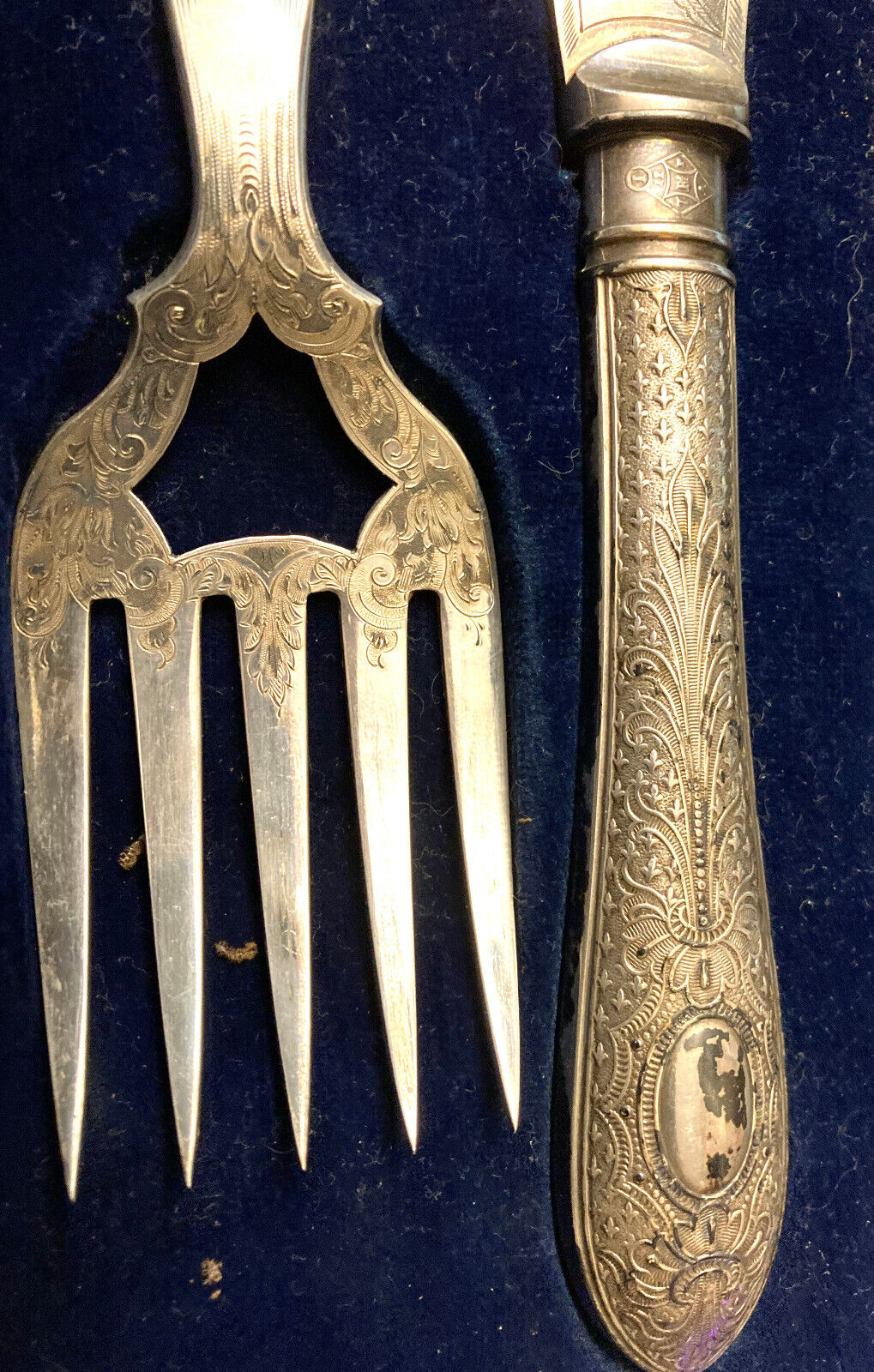 ANTIQUE VICTORIAN SILVER PLATED FISH CUTLERY SET 1800's WILLIAM HUTTON & SONS