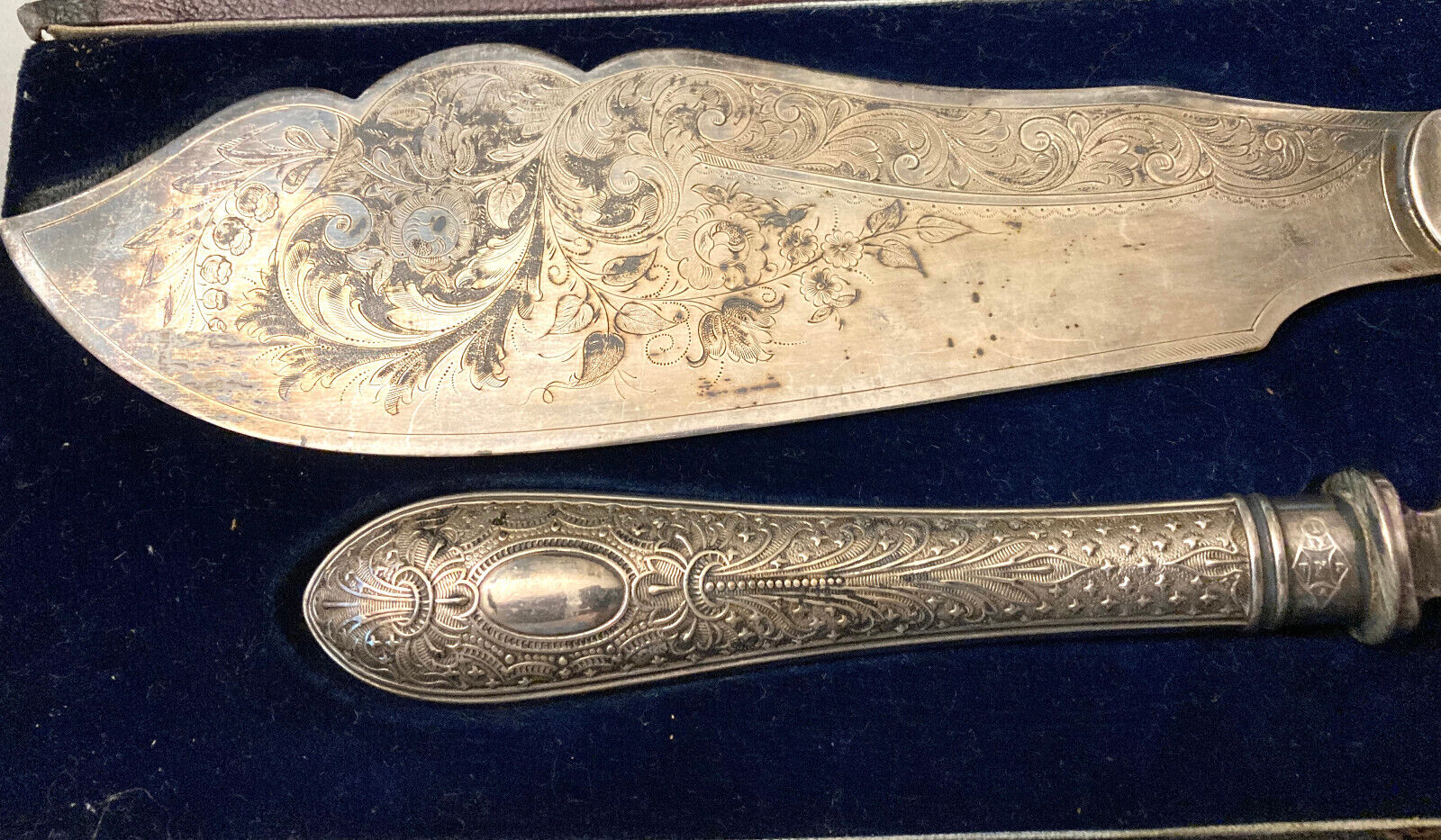 ANTIQUE VICTORIAN SILVER PLATED FISH CUTLERY SET 1800's WILLIAM HUTTON & SONS