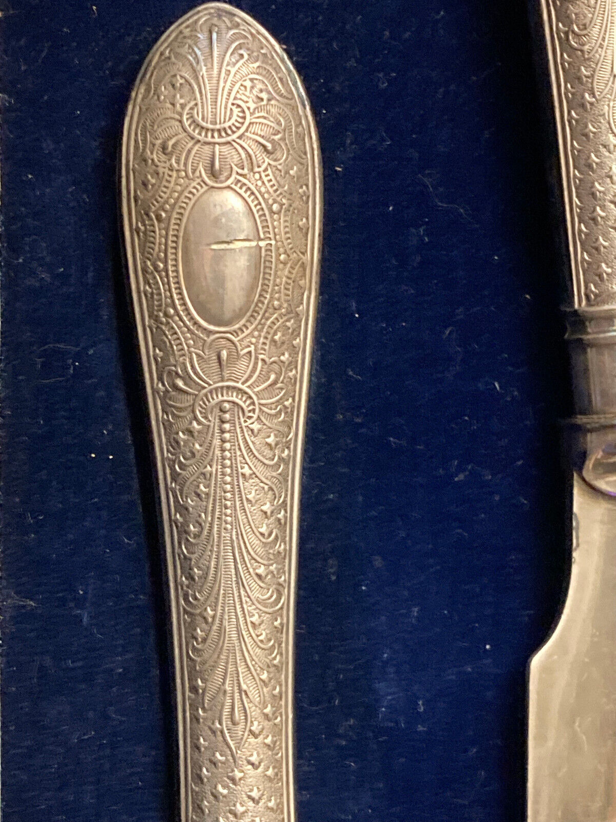 ANTIQUE VICTORIAN SILVER PLATED FISH CUTLERY SET 1800's WILLIAM HUTTON & SONS