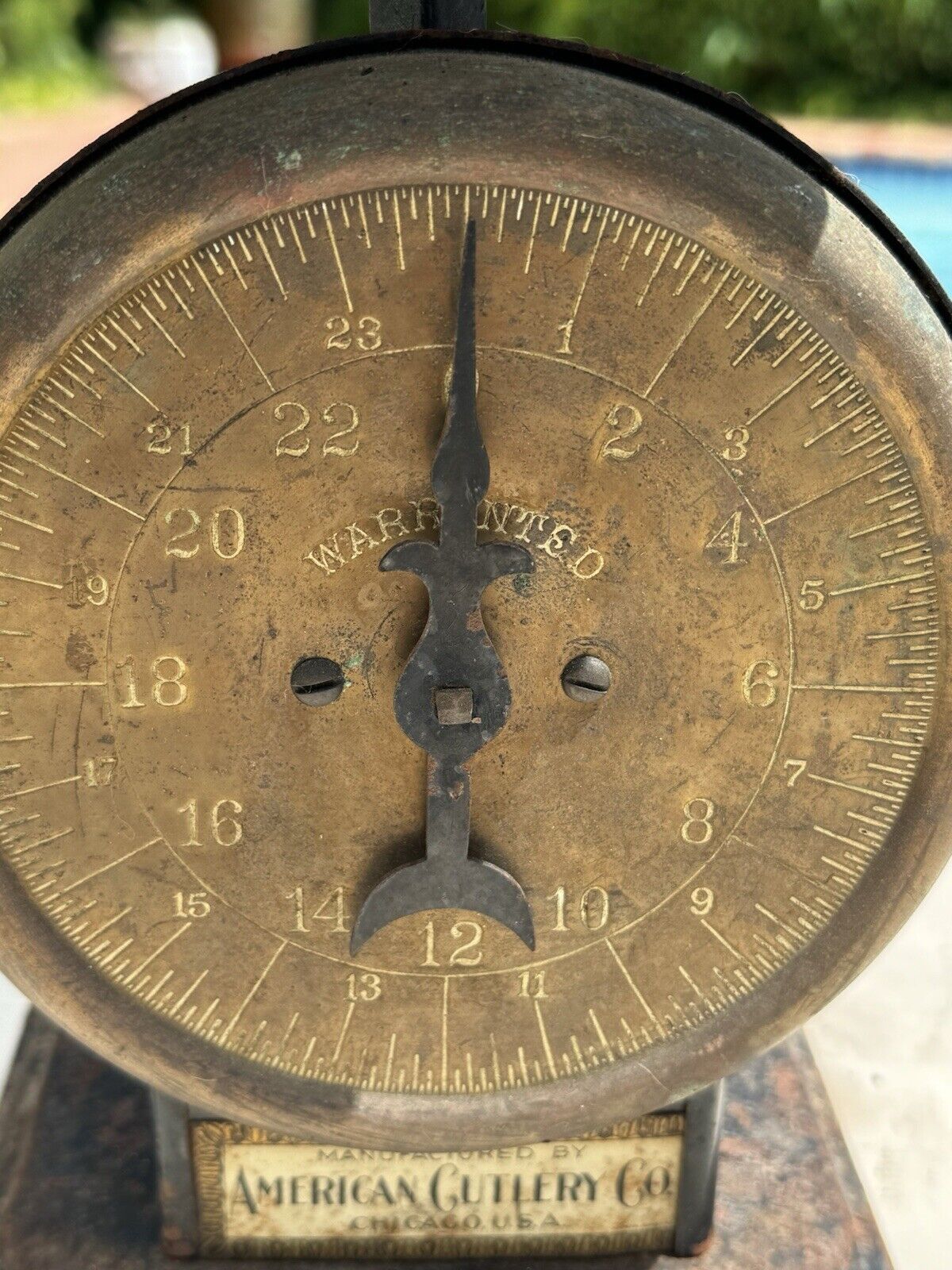 Antique 1900’s American Cutlery Co. American Family 24 Lb Scale & Ceramic Plate