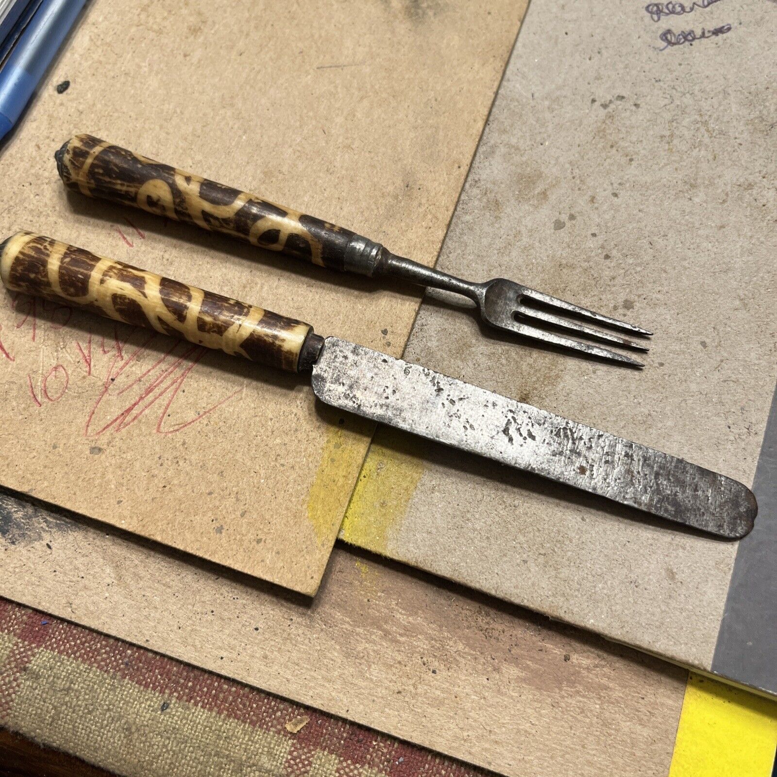 Early 18th Century Tobacco Dyed Handle Matching Cutlery
