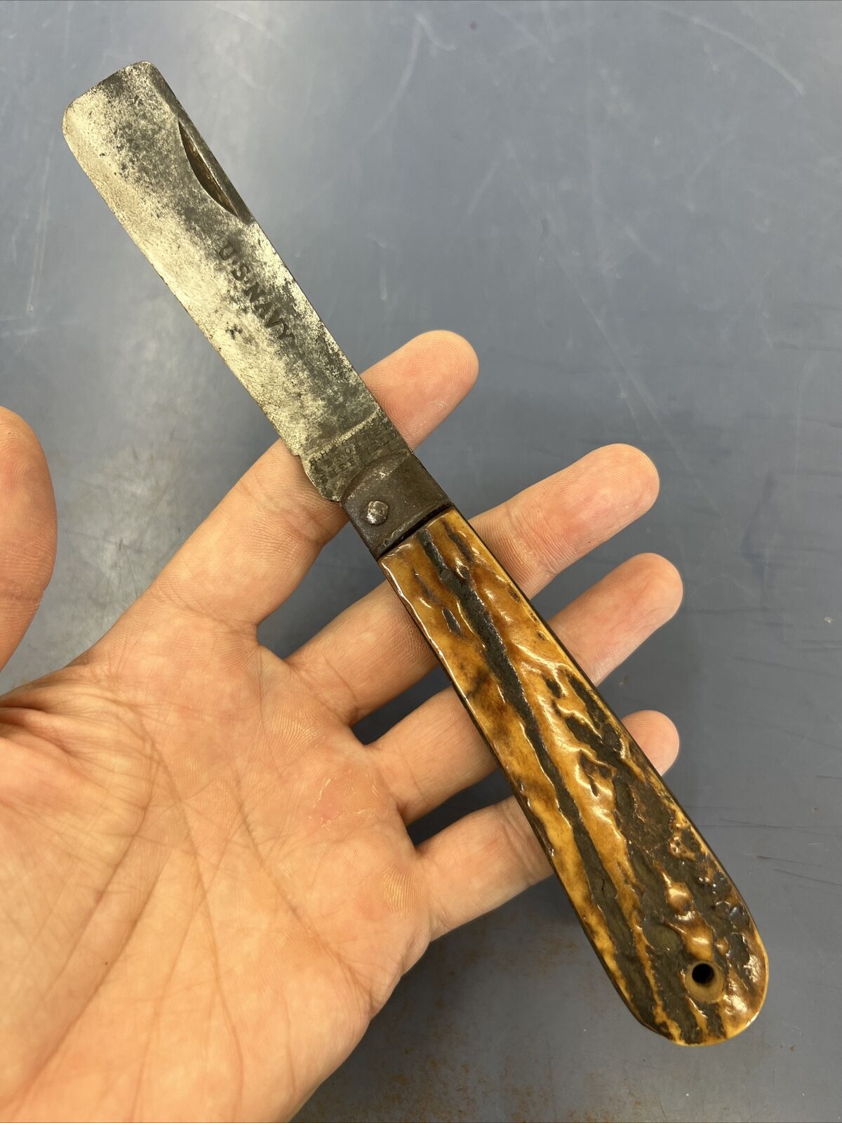 Awesome 1800s Civil War US Navy Sailor Knife Stag HH Taylor & Brother Sheffield