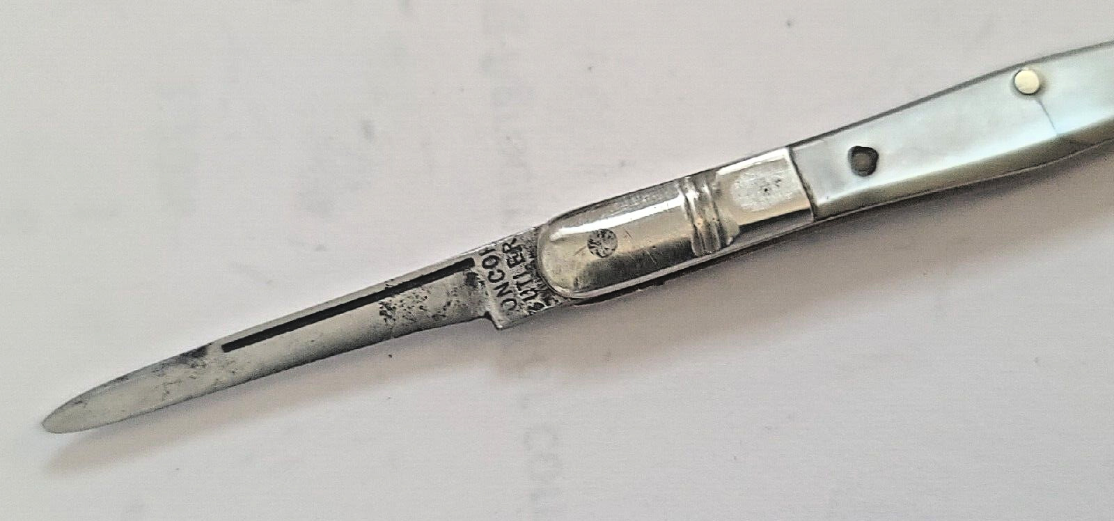 VINTAGE 1900s CONCO CUTLERY CO. 3.5" PEARLHANDLE NICKELSILVER BOLSTERS PEN KNIFE