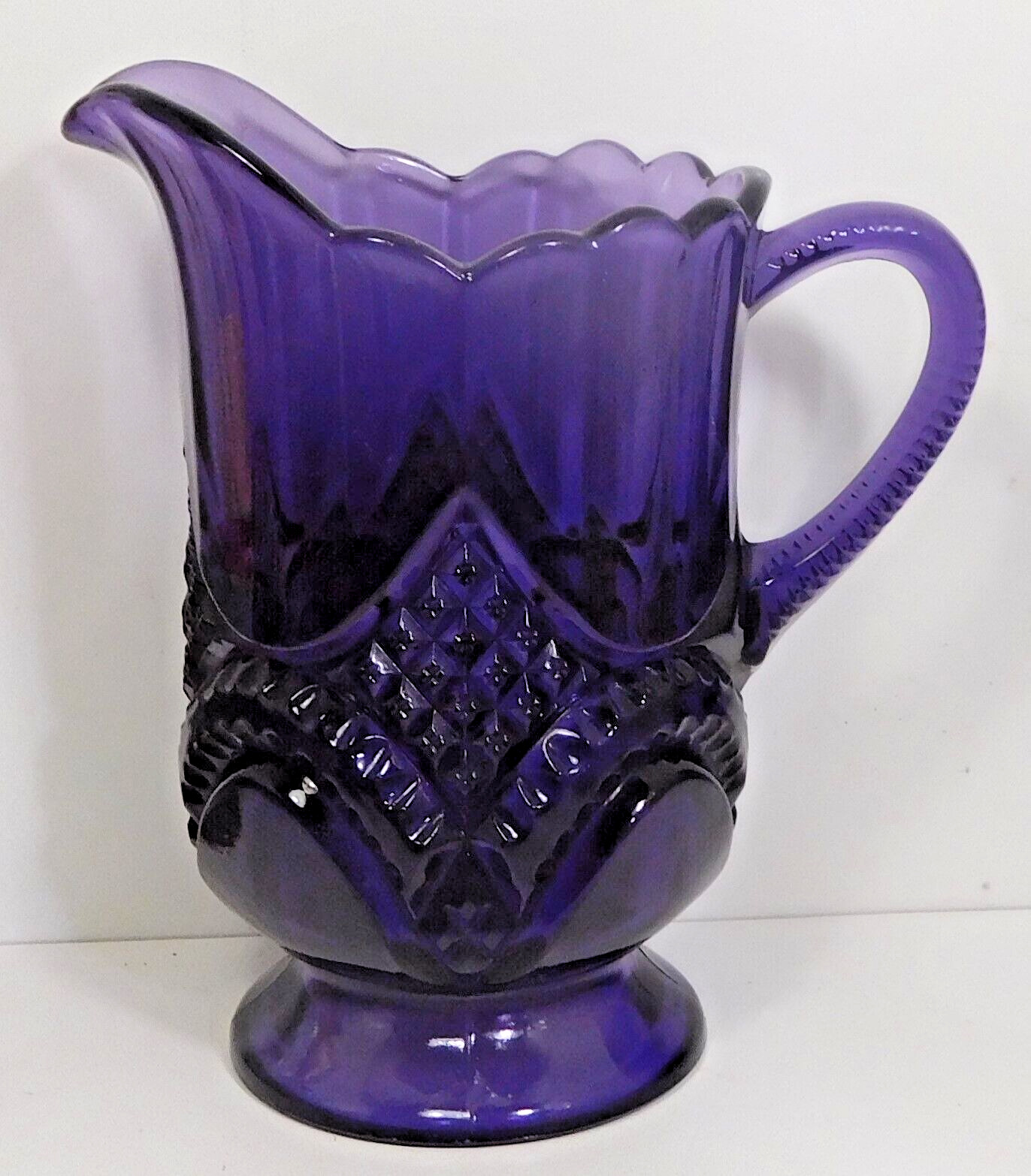 c1900 DEEP PURPLE-AMETHYST PRESS GLASS - FANCY PITCHER