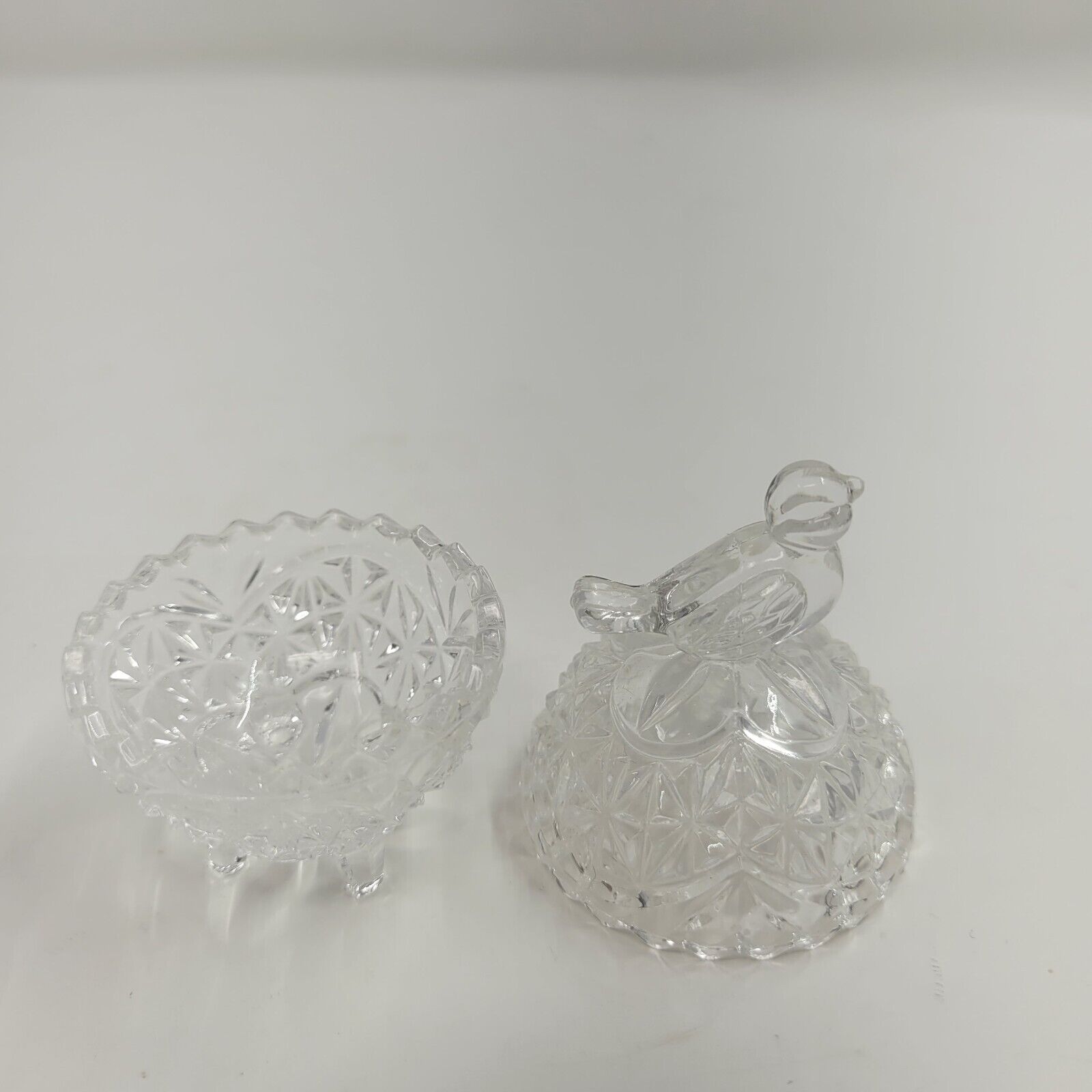 VTG HOFBAUER BYRDES 3.25" Crystal Trinket Box w/Bird, W. Germany Mid-late 1900s