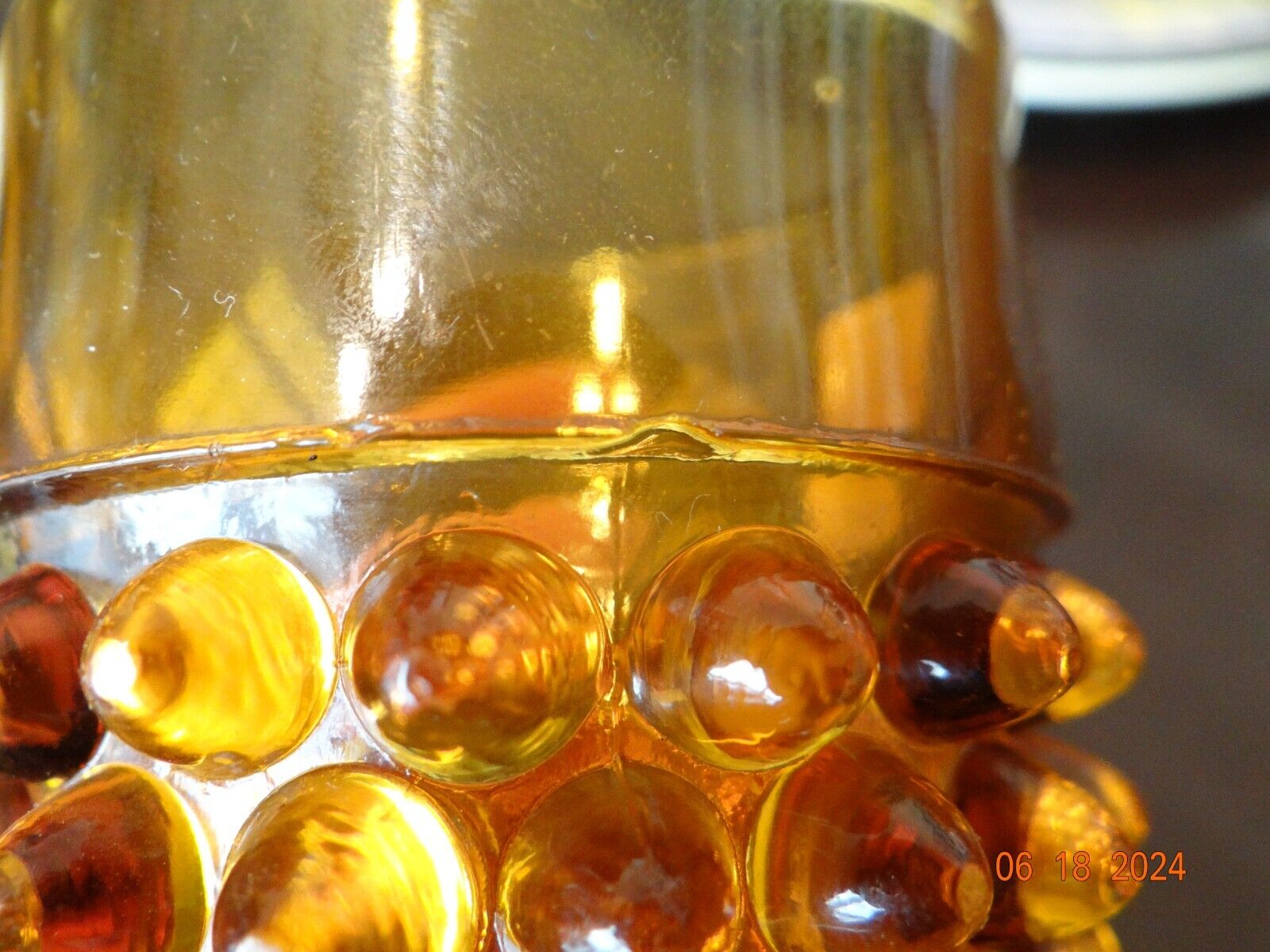3.75" Vintage 1900's Amber Hobnail Drinking Glass Tumbler Glass