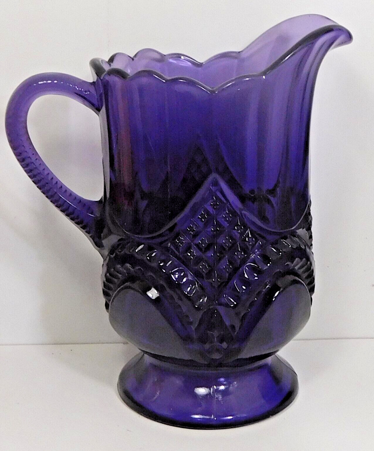 c1900 DEEP PURPLE-AMETHYST PRESS GLASS - FANCY PITCHER