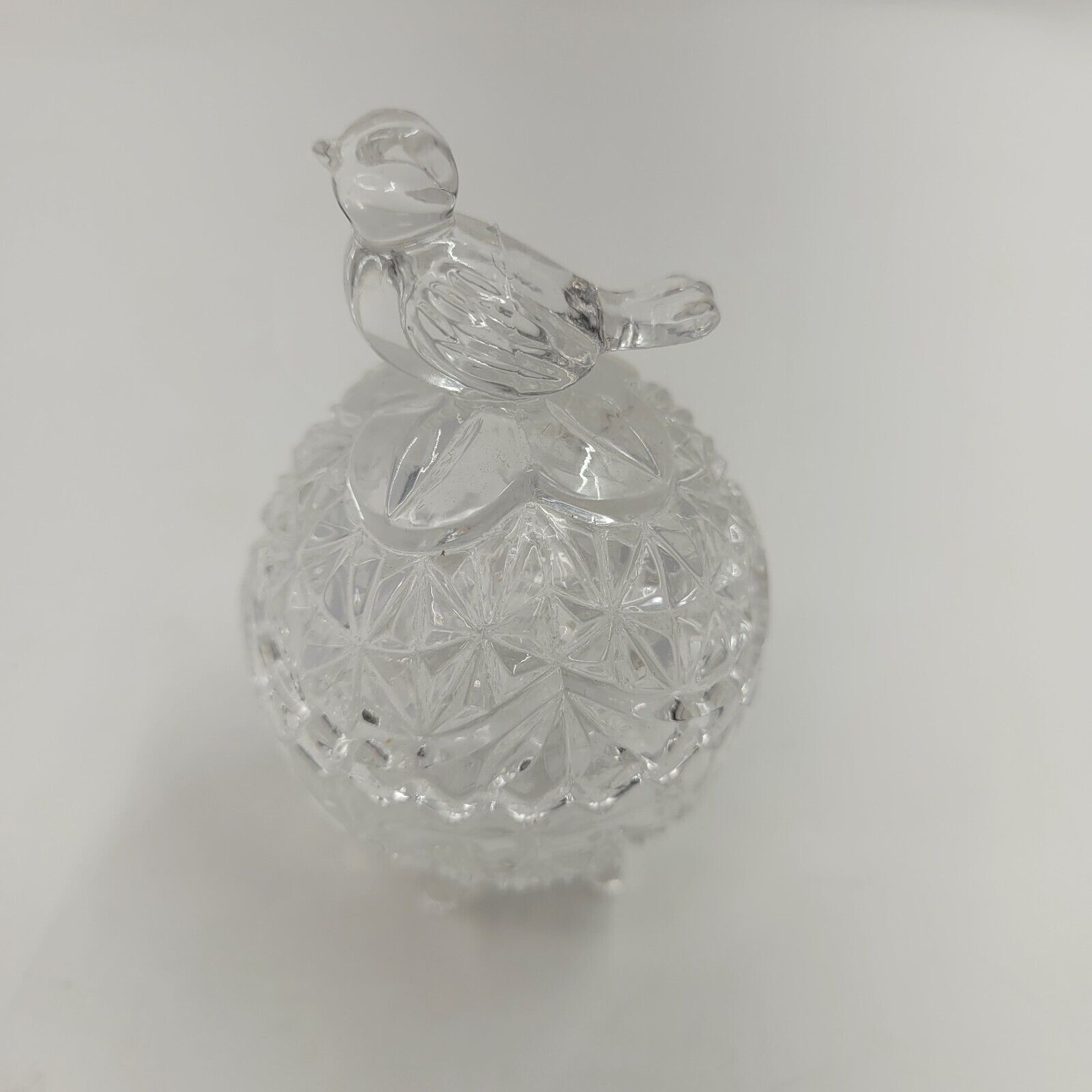 VTG HOFBAUER BYRDES 3.25" Crystal Trinket Box w/Bird, W. Germany Mid-late 1900s