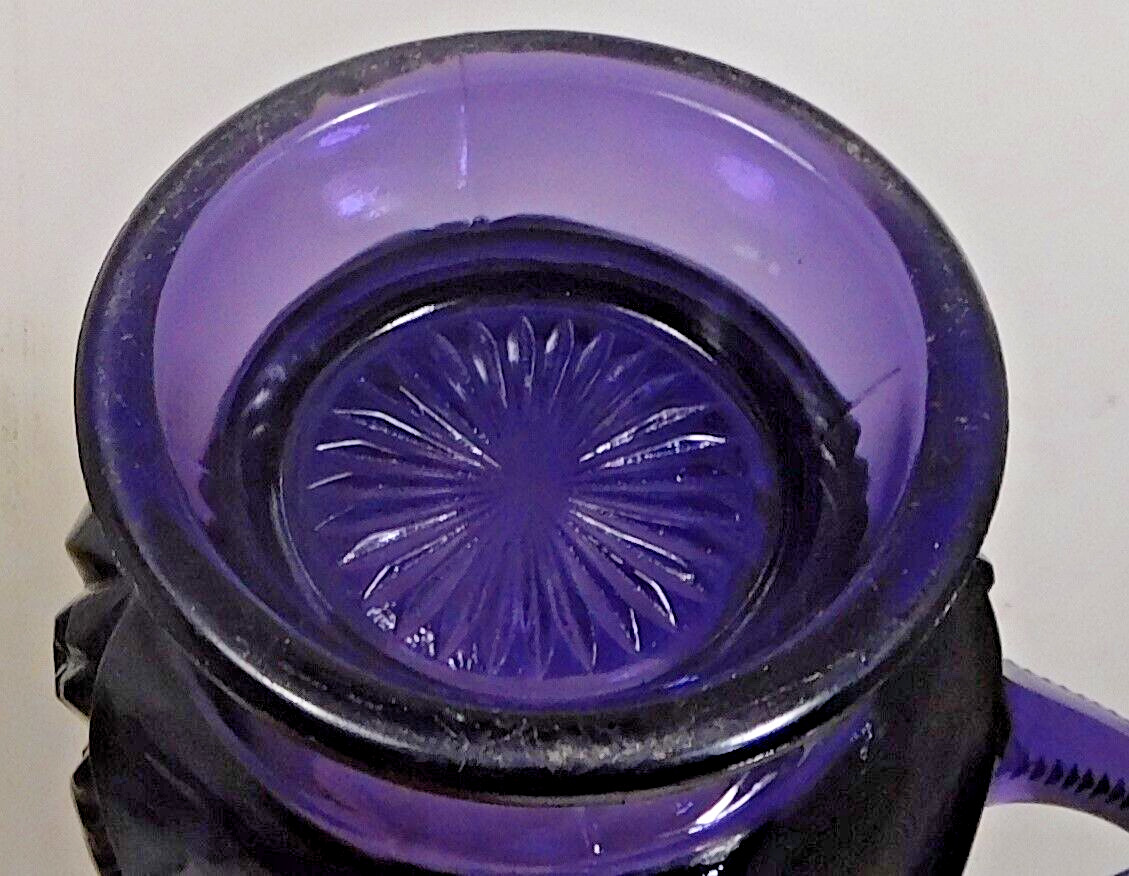 c1900 DEEP PURPLE-AMETHYST PRESS GLASS - FANCY PITCHER