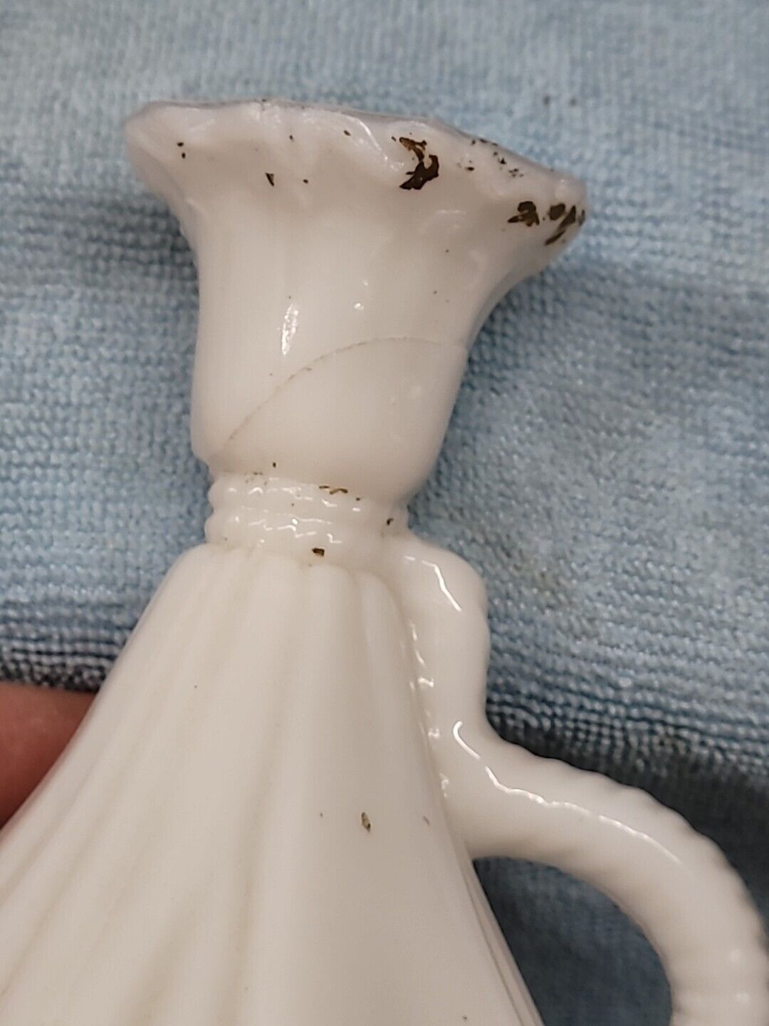 Antique Victorian Early 1900's Opal Dithridge 3 Piece Milk Glass Candle Holders