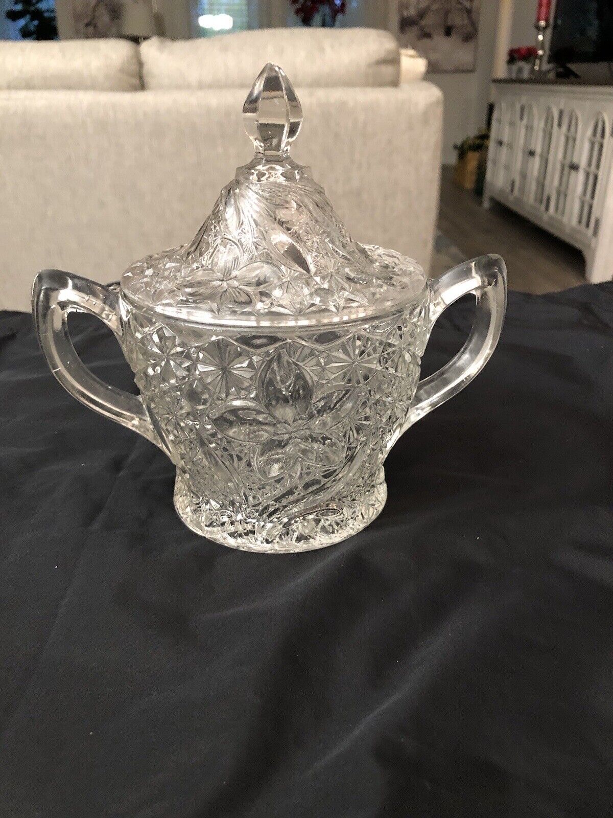 Early 1900s Indiana Glass Clear Daisy & Button Narcissus Round Candy Dish EAPG