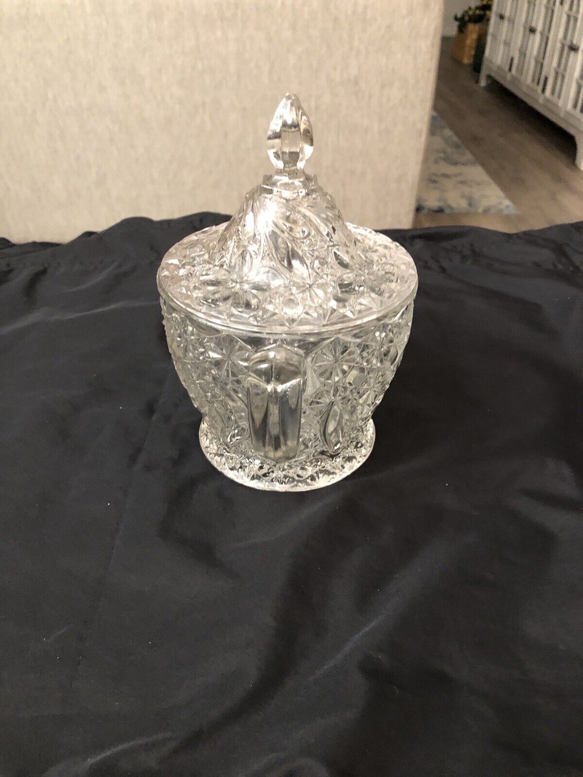 Early 1900s Indiana Glass Clear Daisy & Button Narcissus Round Candy Dish EAPG