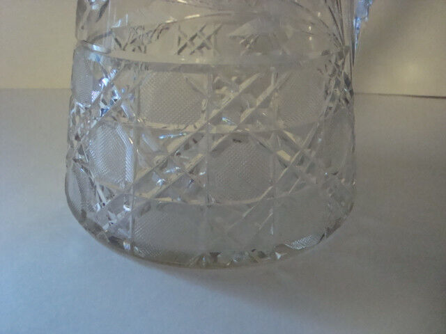 ANTIQUE AMERICAN BRILLIANT ABP FLORAL/DAISY CUT GLASS PITCHER 10 1/2 INCH 1900'S