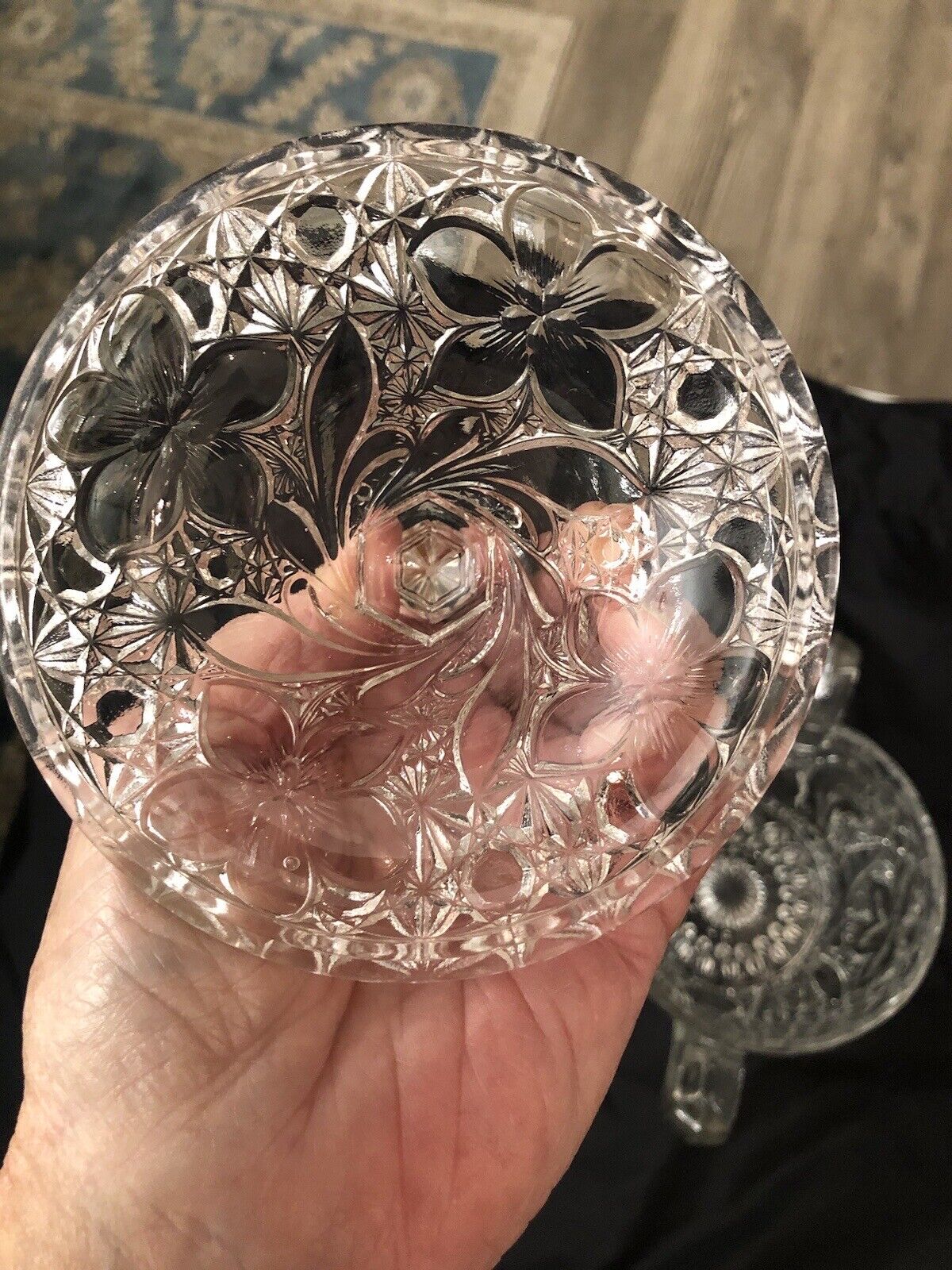 Early 1900s Indiana Glass Clear Daisy & Button Narcissus Round Candy Dish EAPG