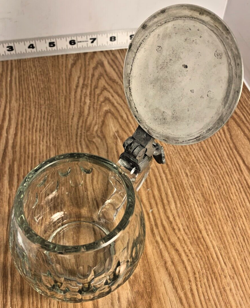 Antique  Art Nouveau, Glass Lidded, Beer Cup, 0.25L GERMANY, 1900s